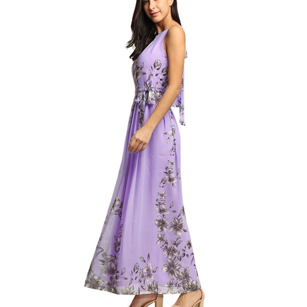 Plus Size Floral Print Maxi Dress for Women - Bohemian Halter Neck Chiffon Summer Dress | Perfect for Beach Vacations, Date Nights & Casual Outings