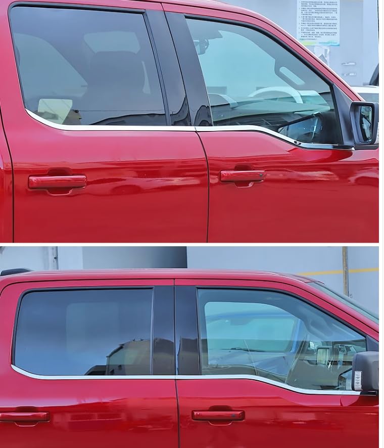 Ford F-150 F150 2023 2024 2025 Chrome Door & Window Edge Trim Guards - Stainless Steel Exterior Protector Covers for Truck Bed & Trunk - Prevent Scratches & Dents While Parking