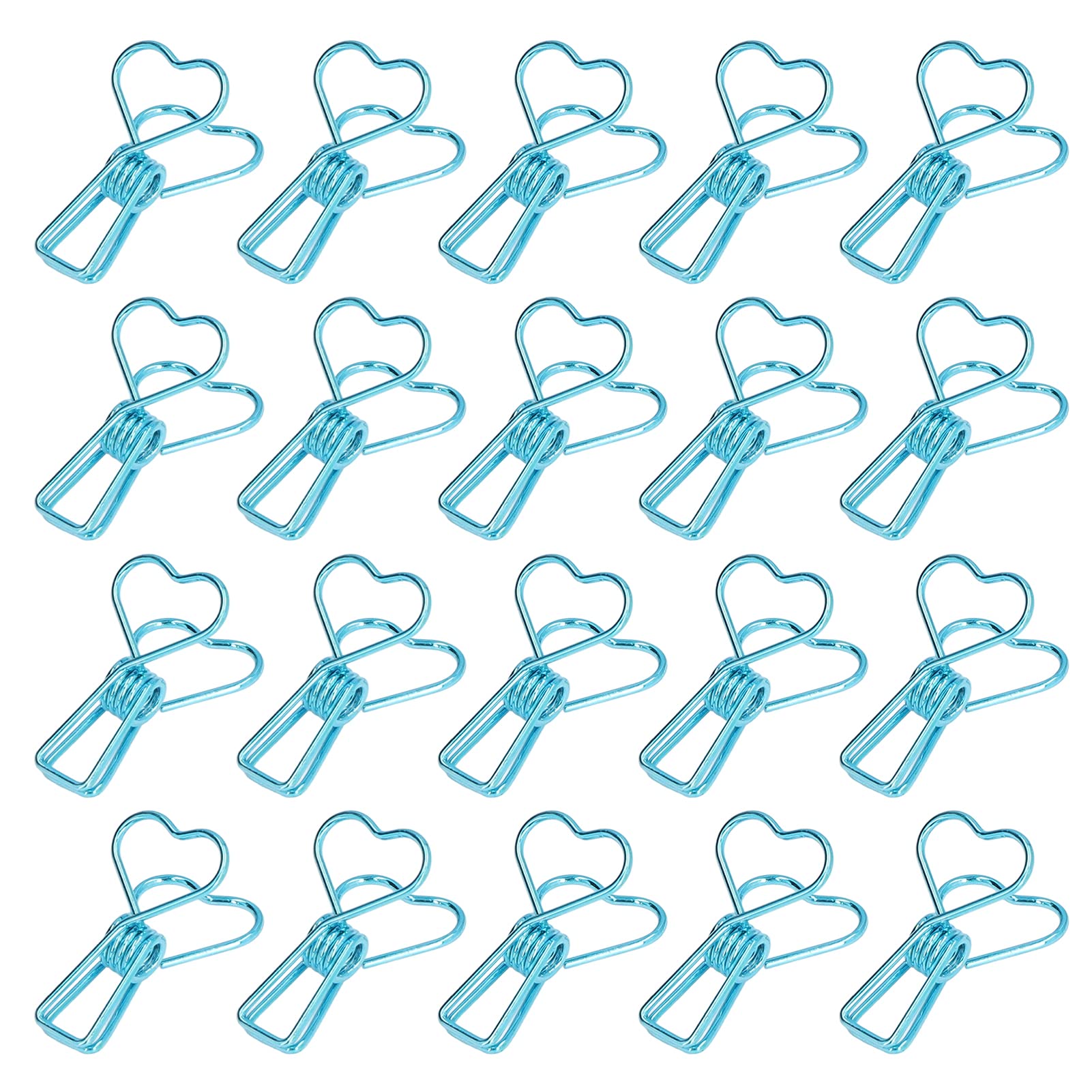 20pcs Cute Blue Metal Binder Clips - Small Decorative Paper Clamps for Office, School, Home & Party Invitations - Perfect for Organizing Documents, Cards, Bookmarks & Gift Wrapping