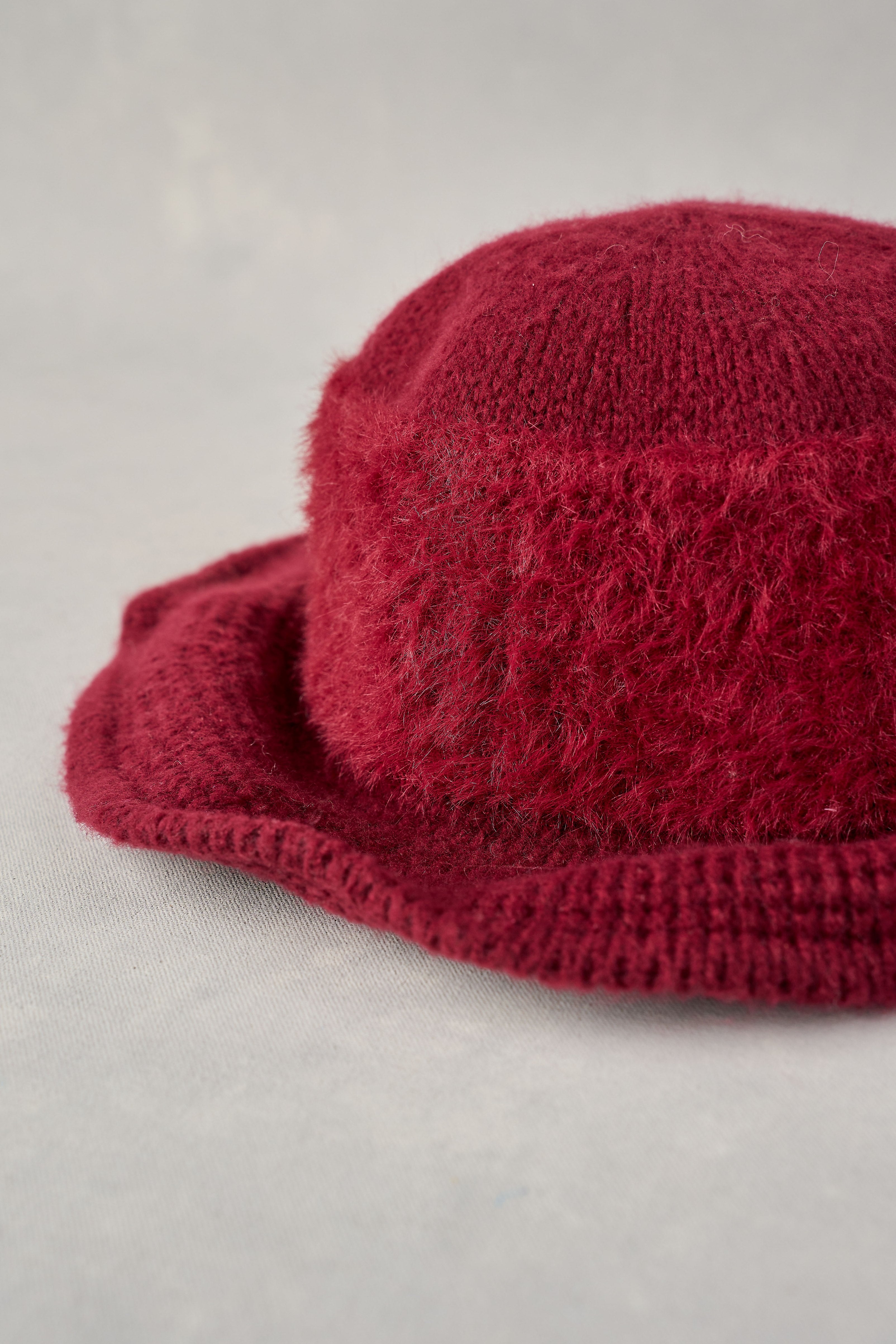 Fluffy Cloche Hat for Women - Soft Winter Beanie Burgundy Red - Perfect for Cold Weather, Outdoor Activities & Fashion Accessories