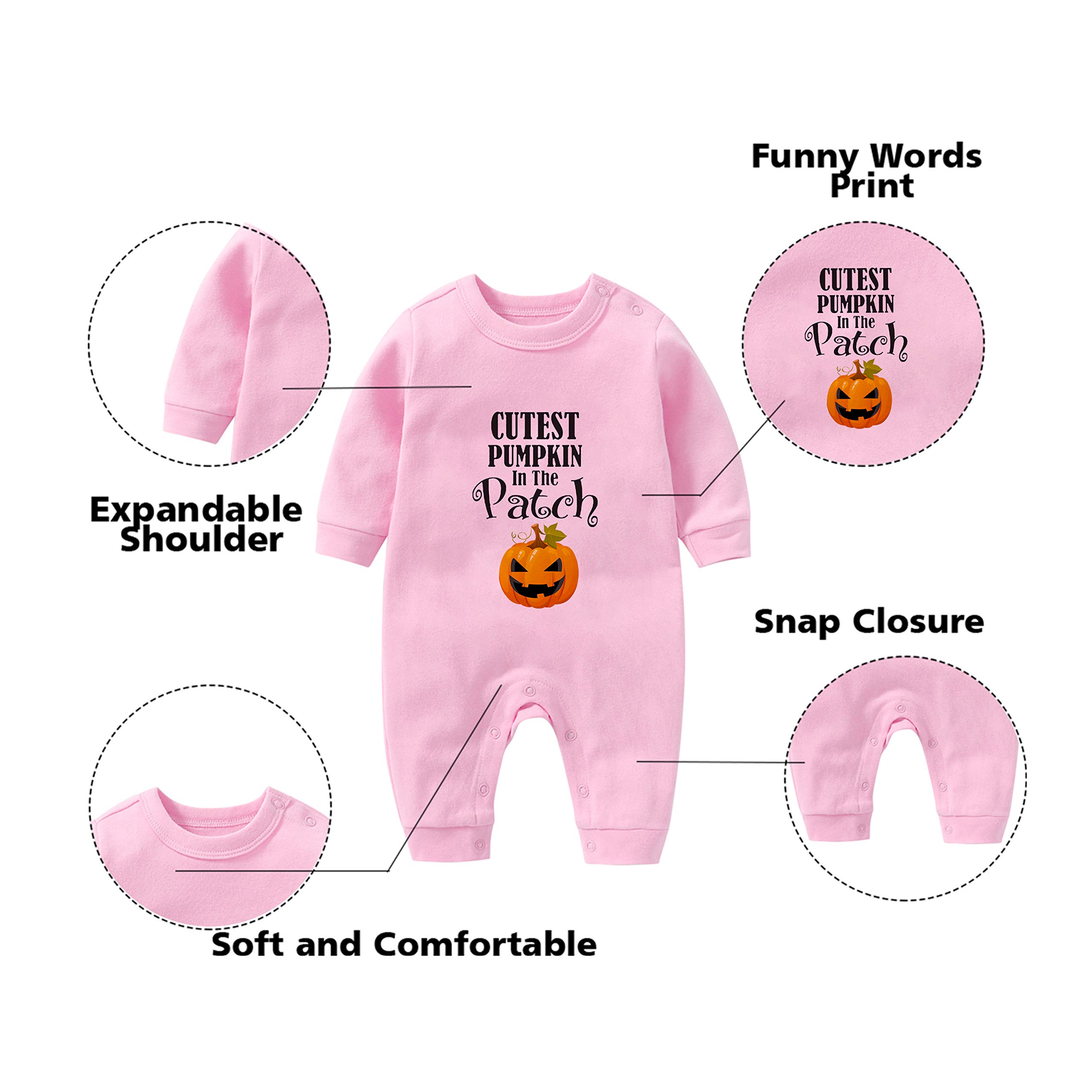 YSCULBUTOL Baby Twins Halloween Costume - Cute Pumpkin in The Patch Print Jumpsuit with Hat for Newborn Girls | Perfect for Halloween Parties & Photo Shoots