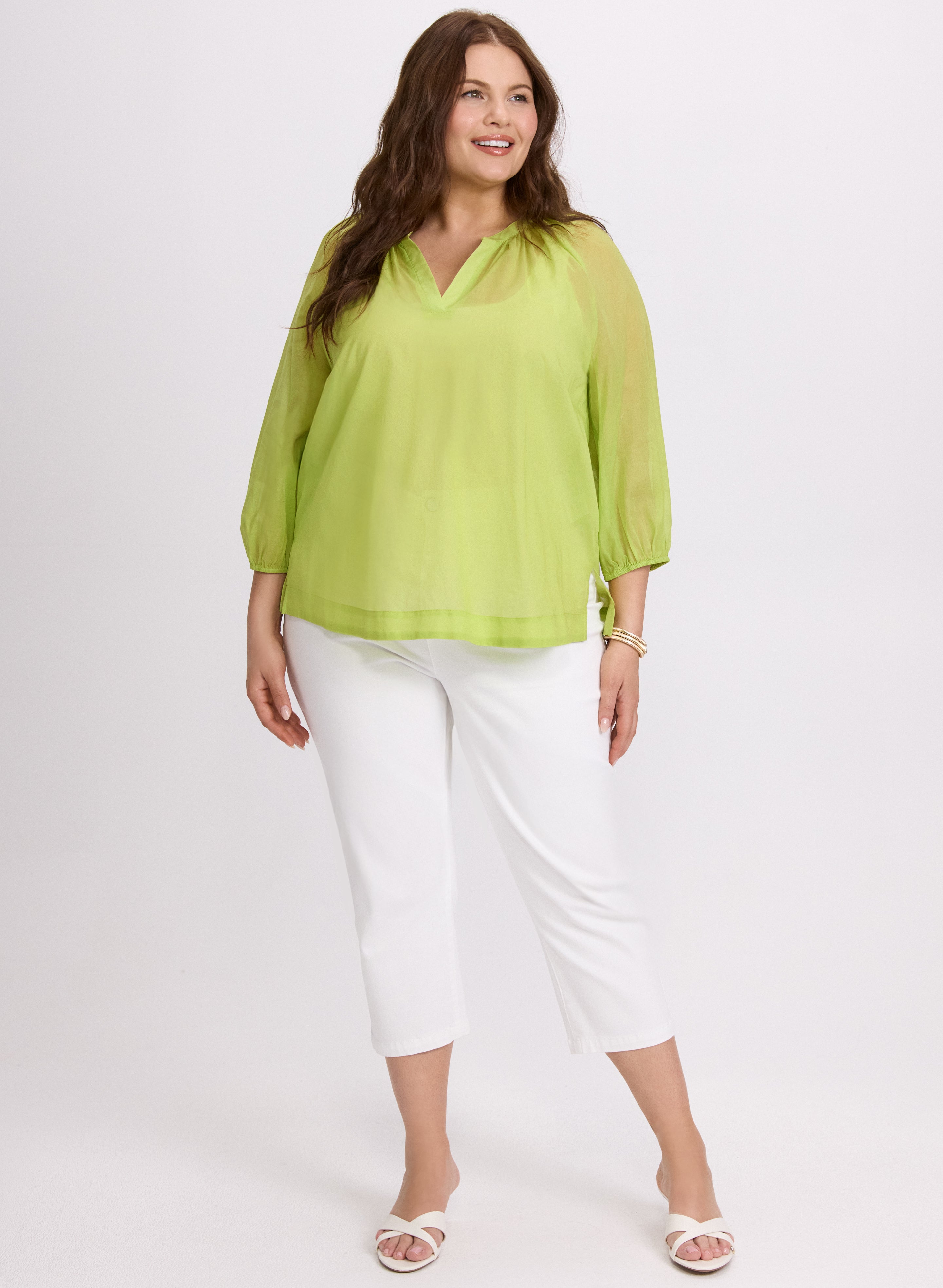 Women's Cotton Split Neck Blouse - Comfortable & Breathable Casual Top for Work, Date Night & Everyday Wear