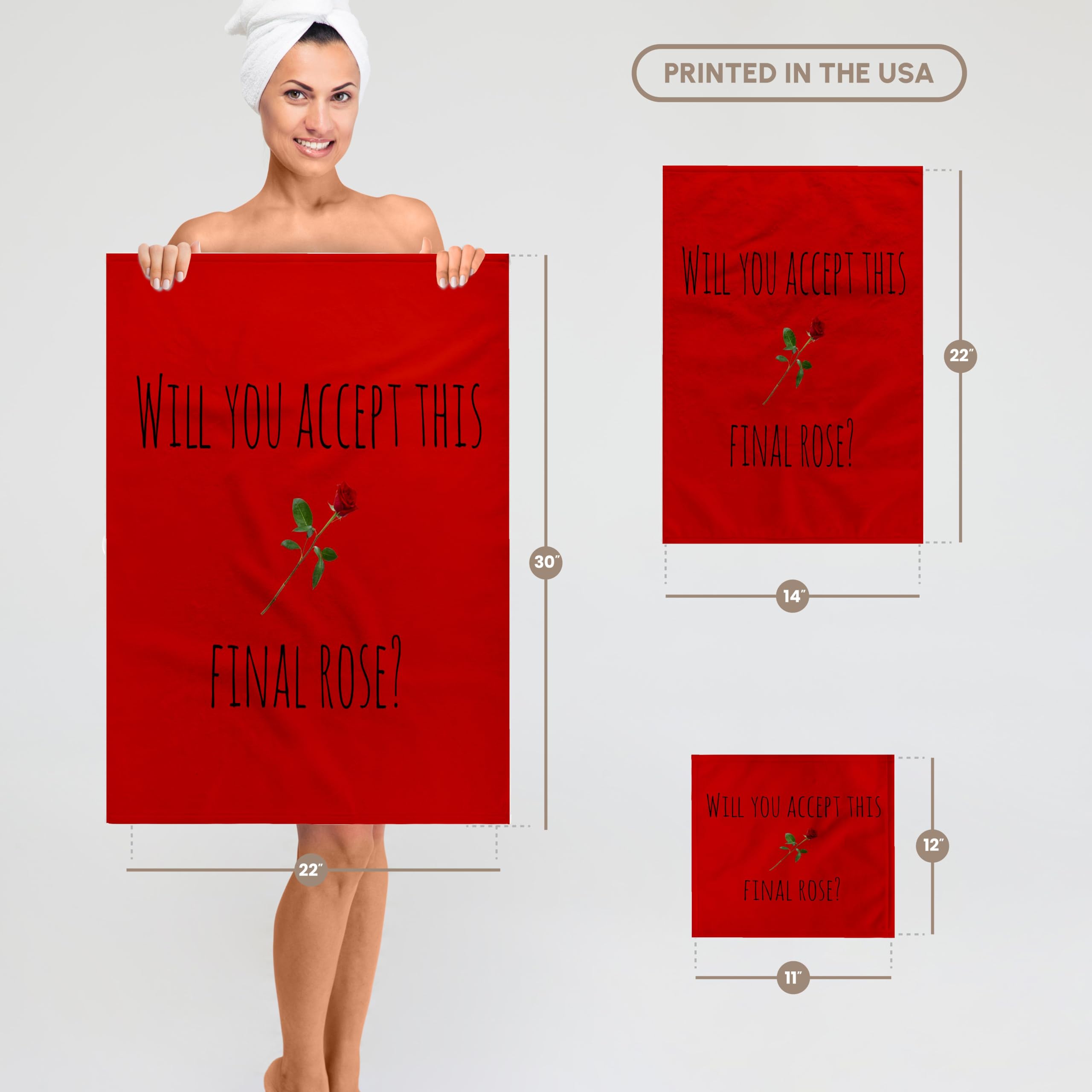 3D Rose 'Will You Accept This Final Picture of Rose' Black Lettering Towel, 15