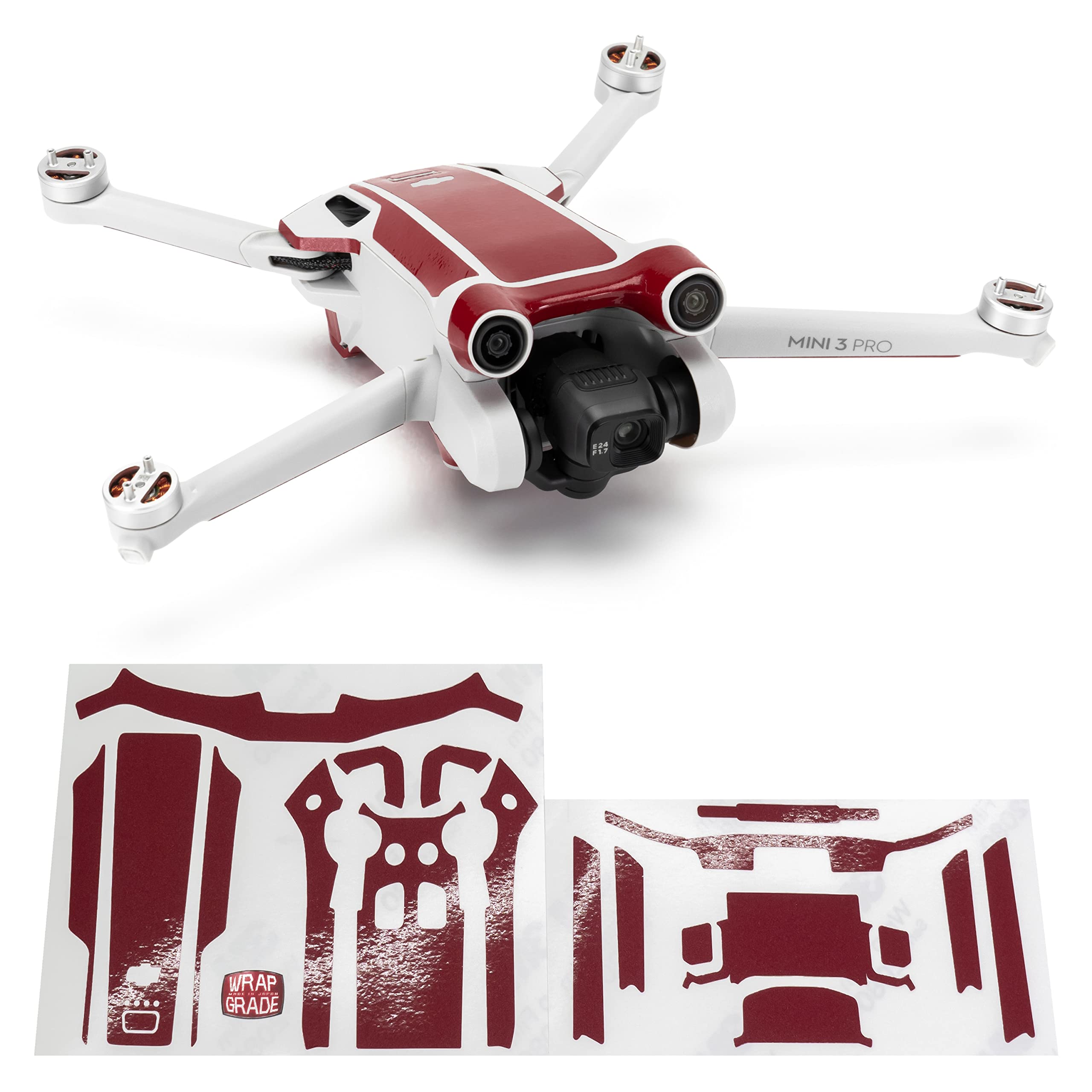 DJI Mini 3 Compatible Skin Wrap - Premium Japan Red Color Protective Cover | Perfect for Drone Protection, Customization & Aesthetic Enhancement | Ideal for Outdoor Aerial Photography & Travel Adventures