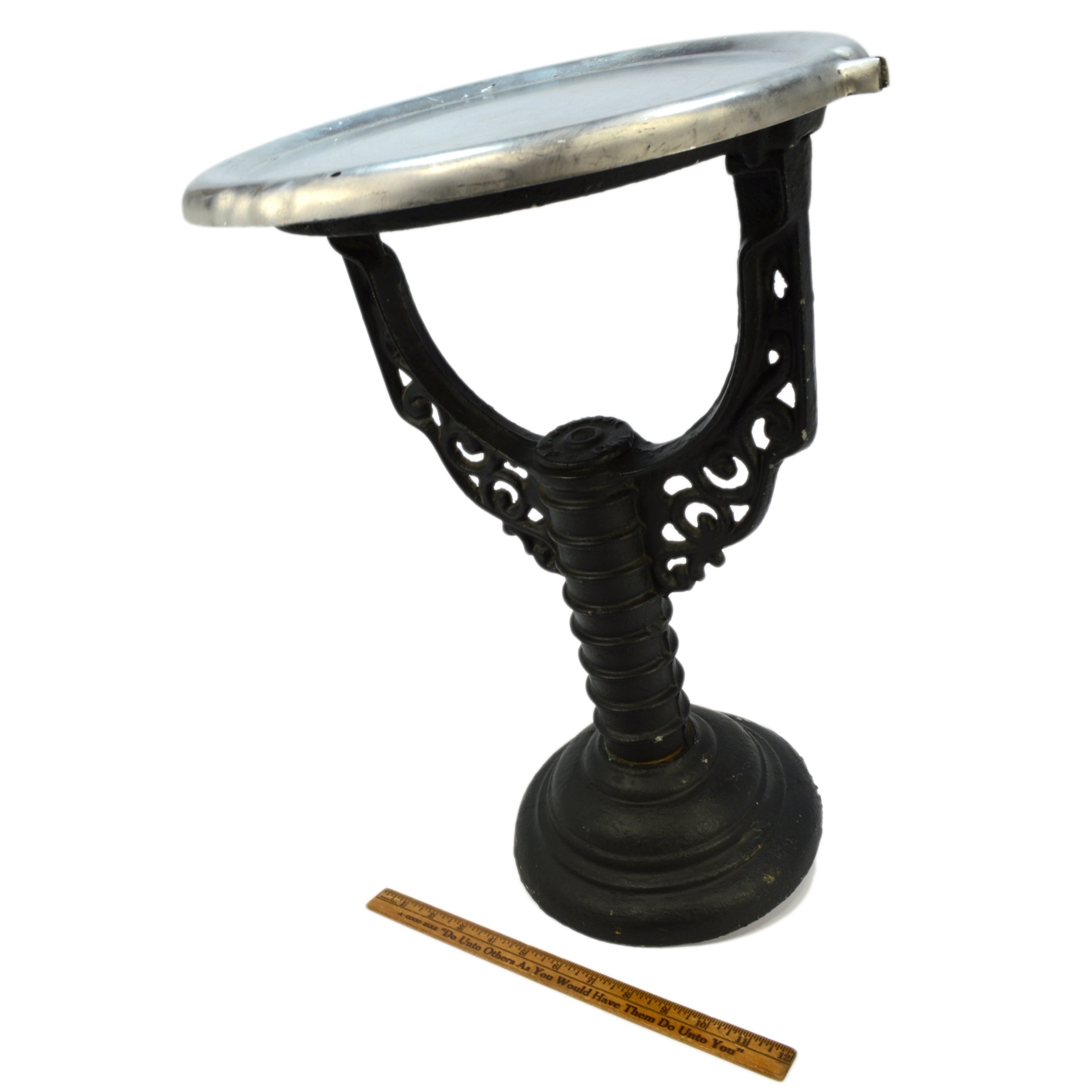Antique Cast Iron Water Heater Stand Pedestal Base by J.D. Johnson Co. - Vintage Industrial Table or Stool for Home Decor, Garden, and Workshop Use