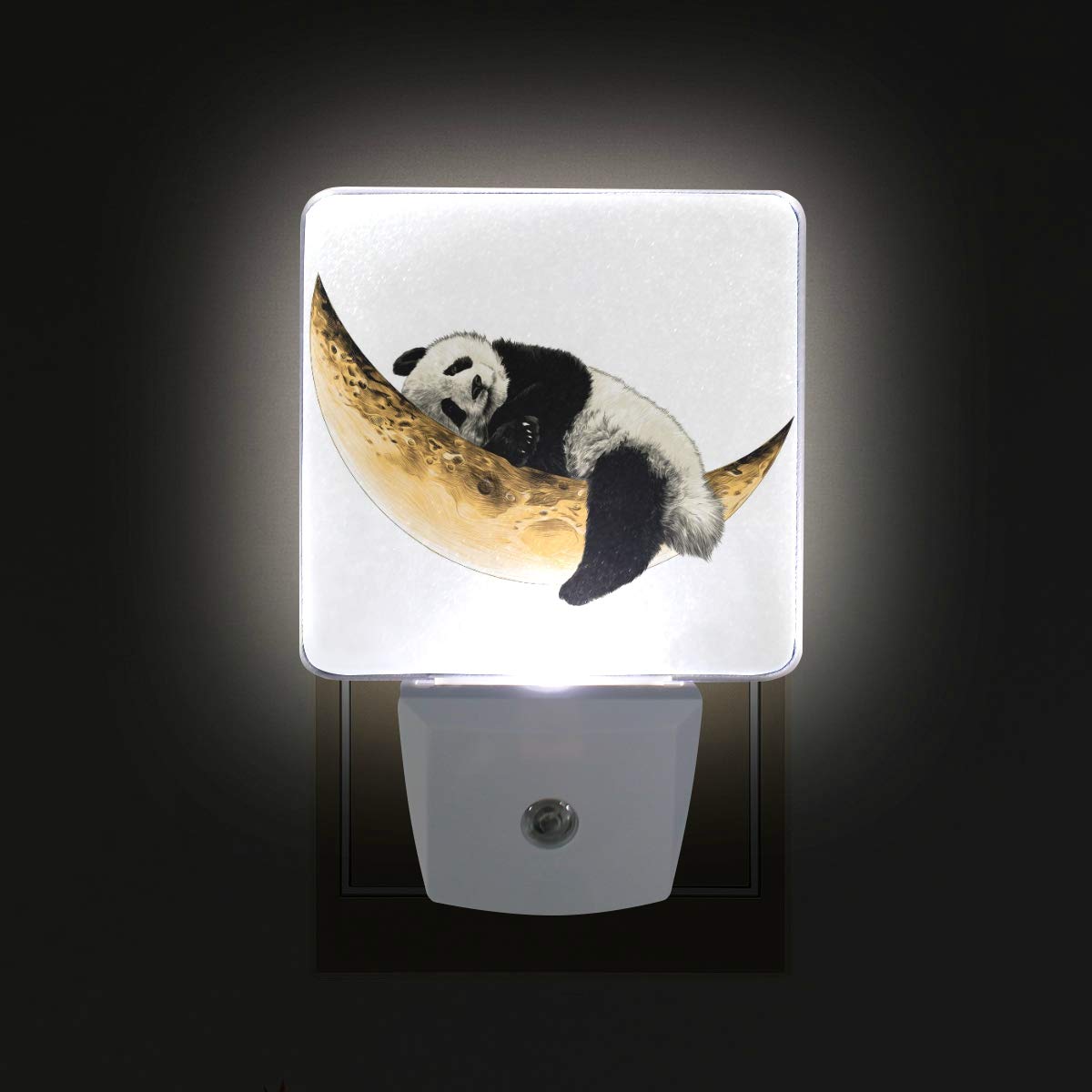 Vikko 2 Pack Cute Panda LED Night Light with Dusk to Dawn Sensor - Golden Moon Plug-in Lamp for Kids & Adults - Perfect for Bedroom, Nursery, Living Room, Hallway Decor - Creates Soothing Ambiance for Sleep and Relaxation