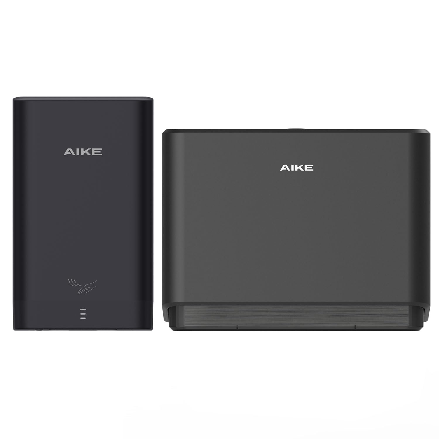 AIKE Commercial Hand Dryer and Paper Towel Dispenser Combo - AK2822 & AK5101 Black - High-Speed Automatic Hand Dryer with Paper Towel Holder for Restrooms, Bathrooms, Kitchens, and Public Washrooms