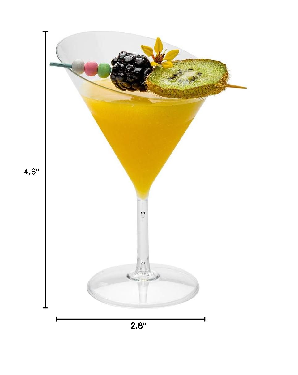 2 oz Disposable Margarita Glasses - 100 Clear Plastic Martini Glasses with Angled Design for Cocktails, Desserts & Samples | Perfect for Parties, Weddings & Catering Events