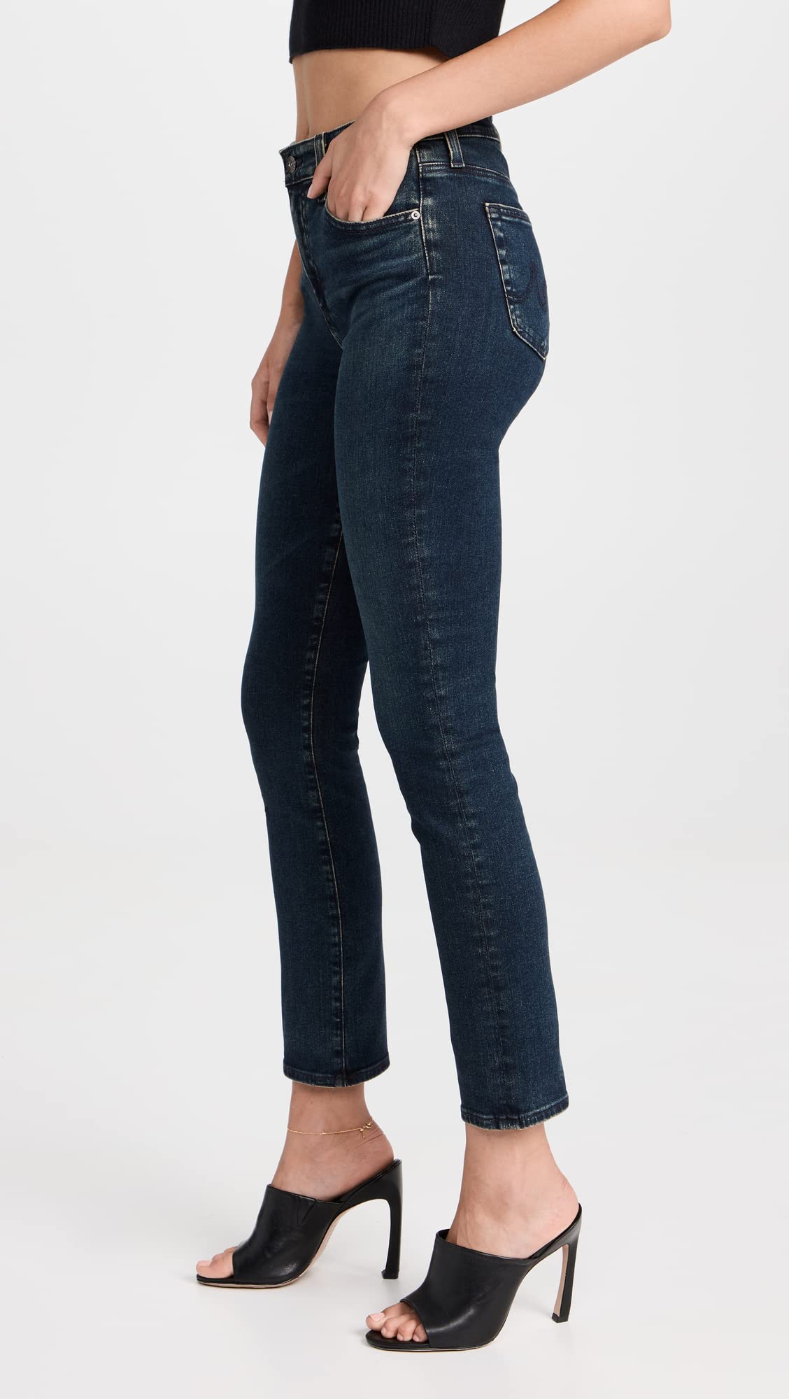AG Adriano Goldschmied Women's Mari Straight Leg Jeans - High Waist Slim Fit Denim Pants for Casual Wear & Everyday Outfits