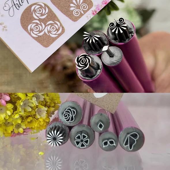 6/10PCS Nail Art Flower Stamp Pen Set - Professional DIY Nail Design Tools with Dotting Pens for Creative Nail Art, Perfect for Home Salon & Party Manicures (10 Pieces)