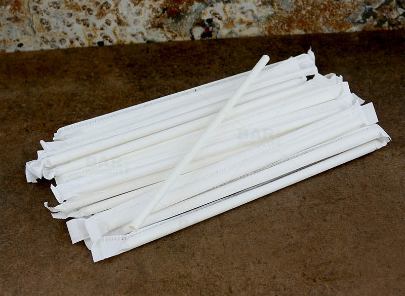 BarConic® Eco-Friendly Biodegradable Paper Straws - 7 3/4 Inch Solid White (Pack of 100) - Perfect for Parties, Restaurants & Sustainable Living