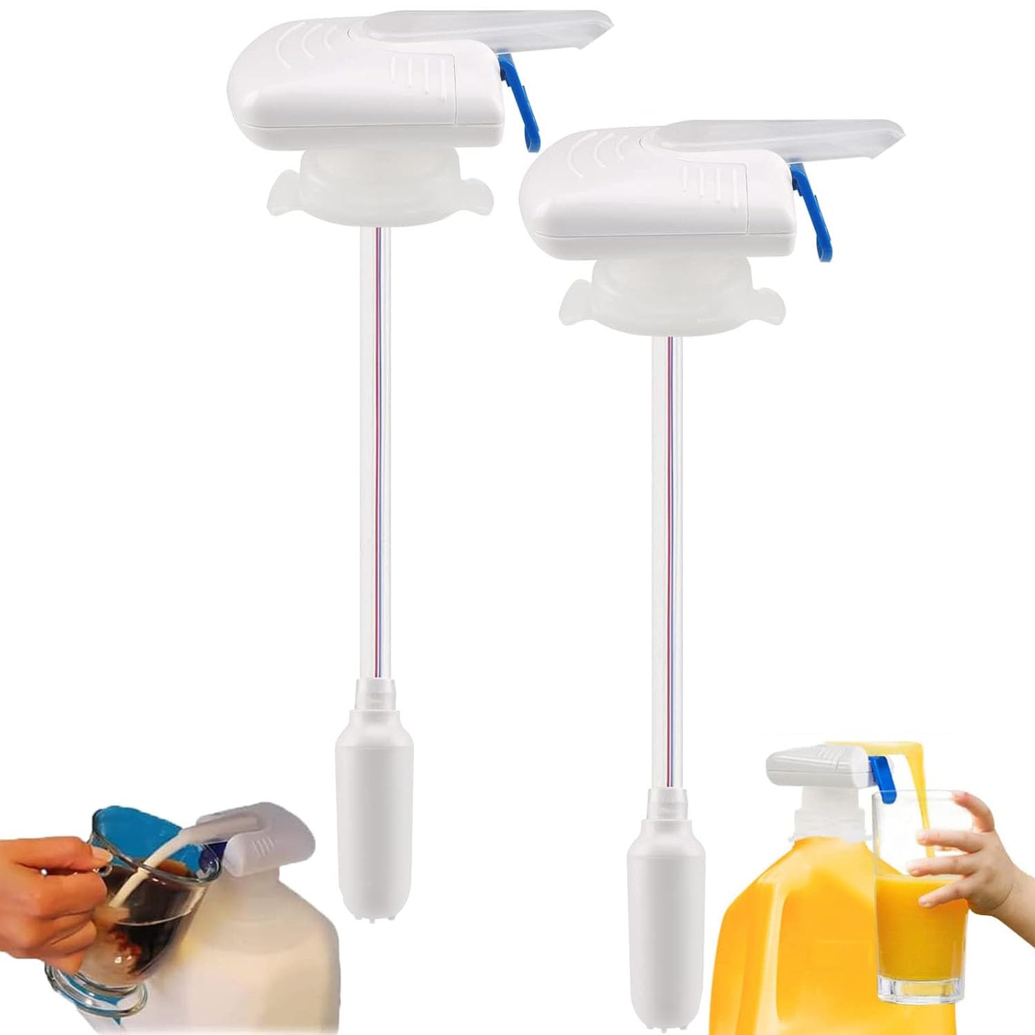 2 Pack Automatic Drink Dispenser - Electric Milk & Beer Tap with One-Handed Operation, Anti-Overflow Technology | Portable Beverage Dispenser for Home Kitchen, Outdoor Parties, Camping & Bar Use