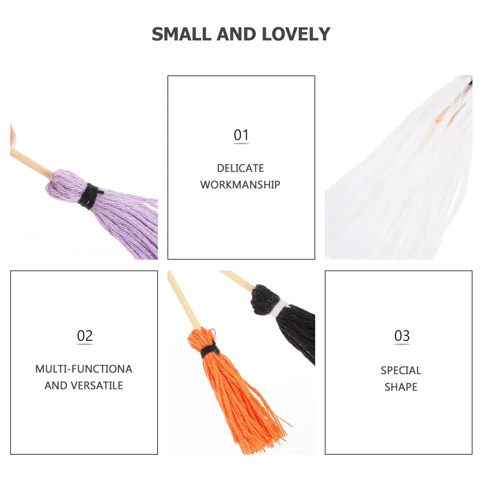 PRETYZOOM 12-Piece Mini Broom Set - Witch Broomstick Props, Kids Toy Mops, Halloween Decor & Costume Accessories for Child Cosplay, Dollhouse Miniatures & Home Decoration