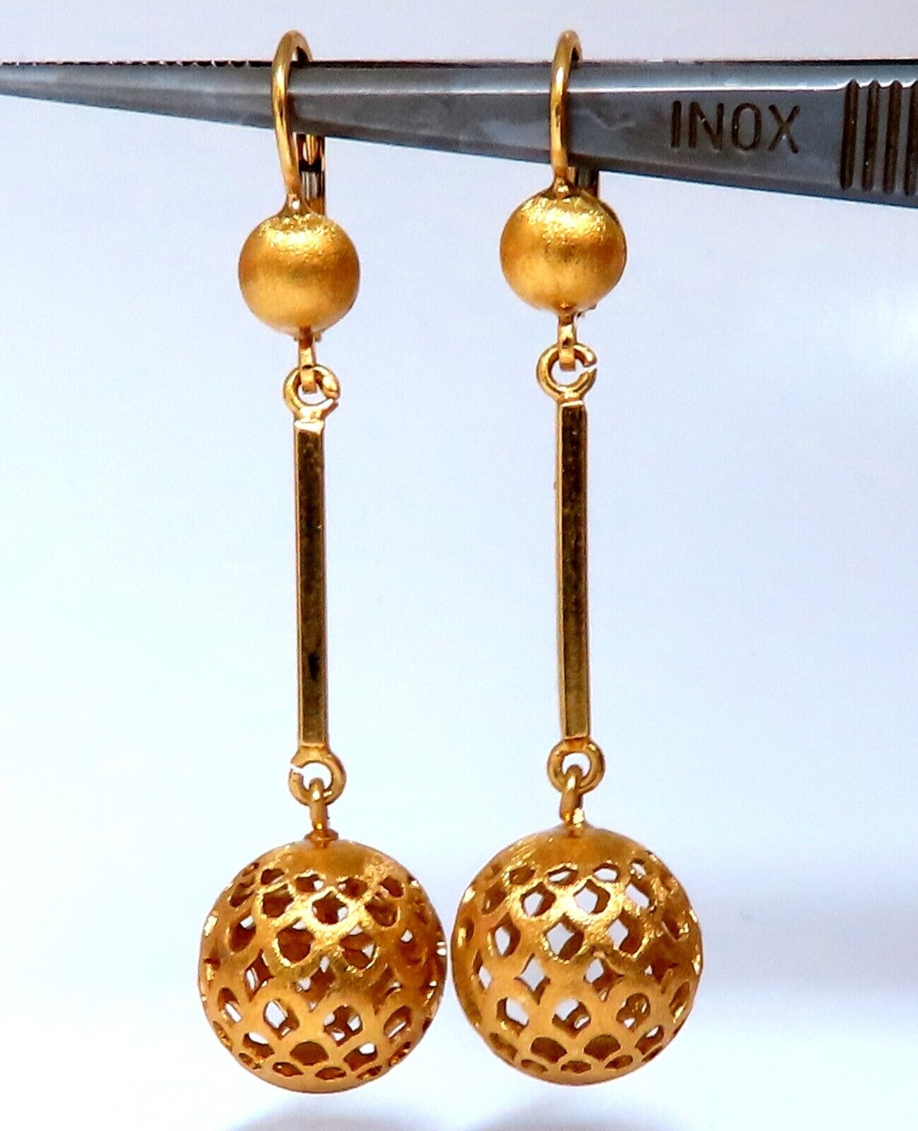 Vintage Mediterranean Deco Gold Ball Dangle Earrings - 18Kt Gold Plated Statement Jewelry for Women - Perfect for Weddings, Parties & Evening Events