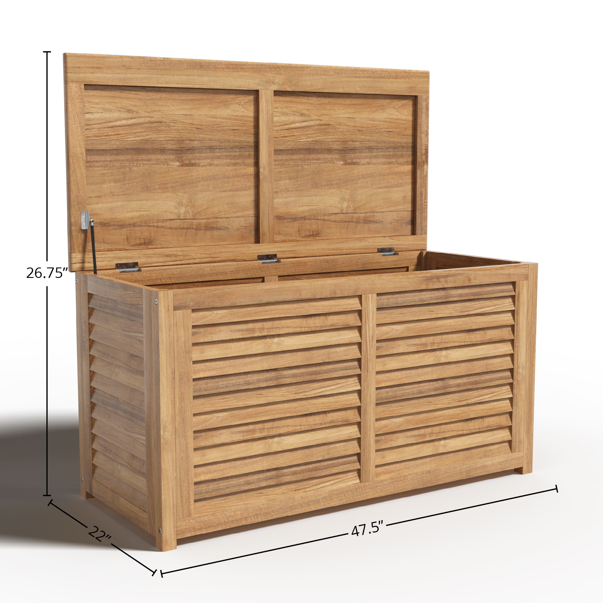 Martha Teak Outdoor Storage Cushion Box - Weatherproof Patio Furniture Bench with Seat Cushion Storage - Perfect for Garden, Deck, and Poolside Organization