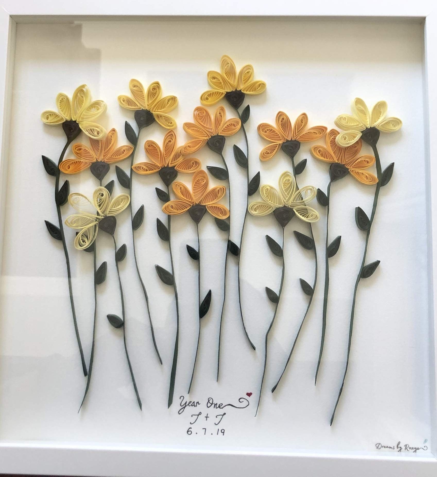Custom Handmade Paper Quilling Flowers - Unique Home Decor & 1st Anniversary Gift for Romantic Weddings, Baby Showers & Special Occasions
