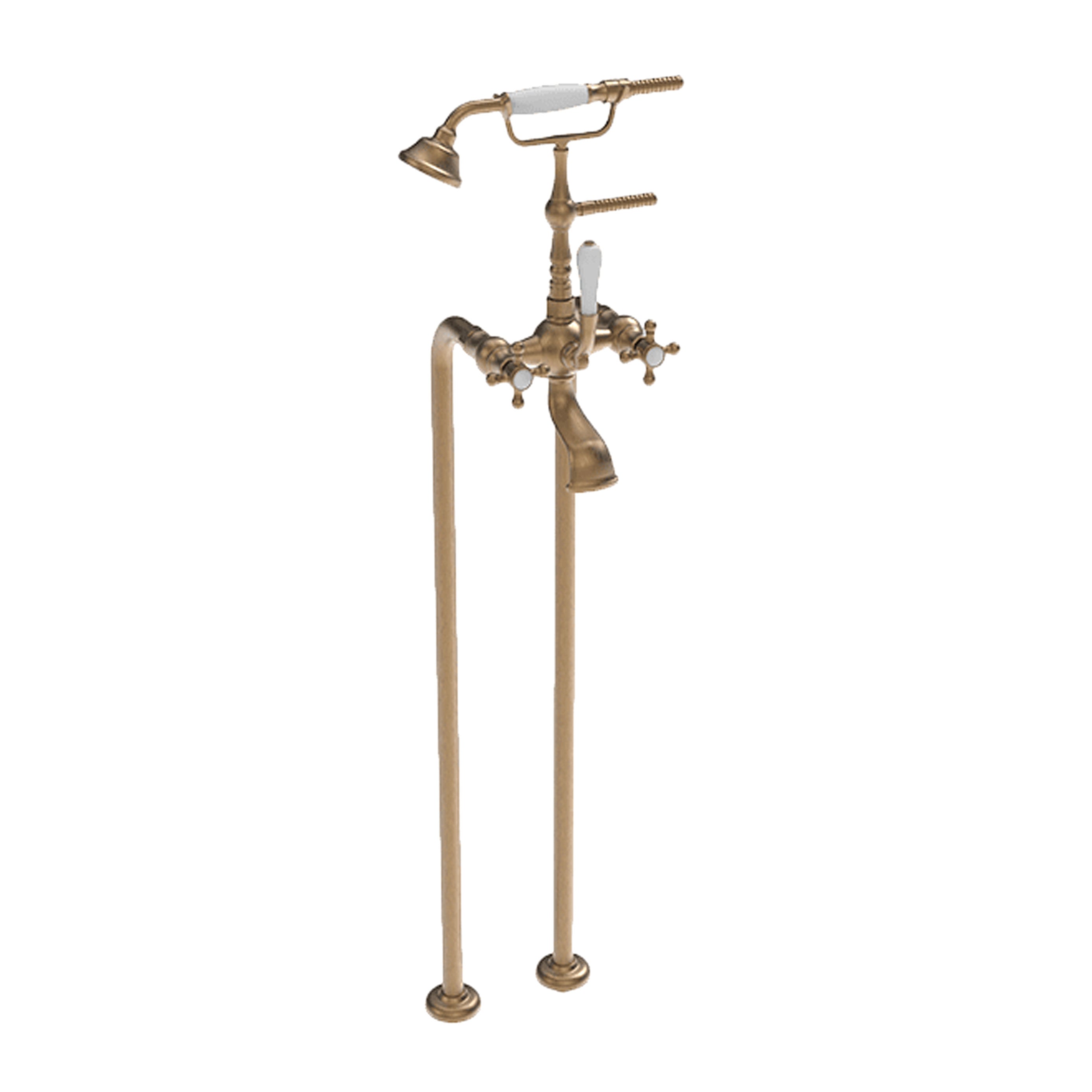 Abey Armando Vicario Provincial Floor Mounted Bath Filler in Bronze - 700007BR | Vintage Style Freestanding Tub Faucet for Classic & Modern Bathrooms