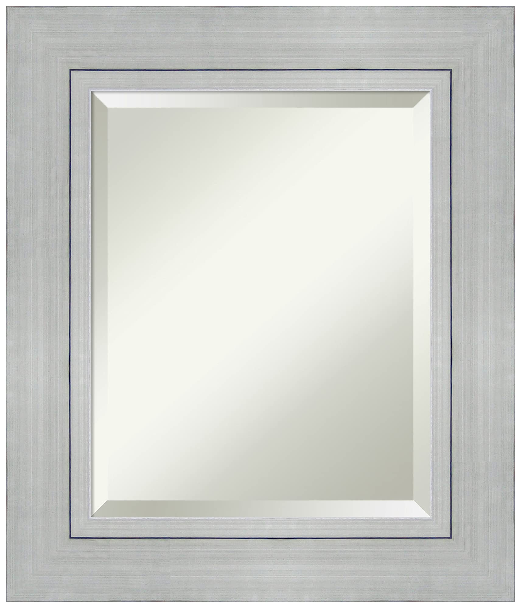 Amanti Art Silver Wall Mirror 27x23 Inches - Modern Rectangle Bathroom & Living Room Decor with Wood Frame - Hangs Horizontally or Vertically - Beveled Edge for Elegant Home, Bedroom, or Entryway