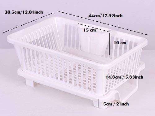 HAKKU 3-in-1 Plastic Kitchen Sink Set - Large Dish Drying Rack with Drainer & Storage Tray | Space-Saving Dish Organizer, Utensil Holder & Washing Basket | Perfect for Small Kitchens, Apartments & RVs