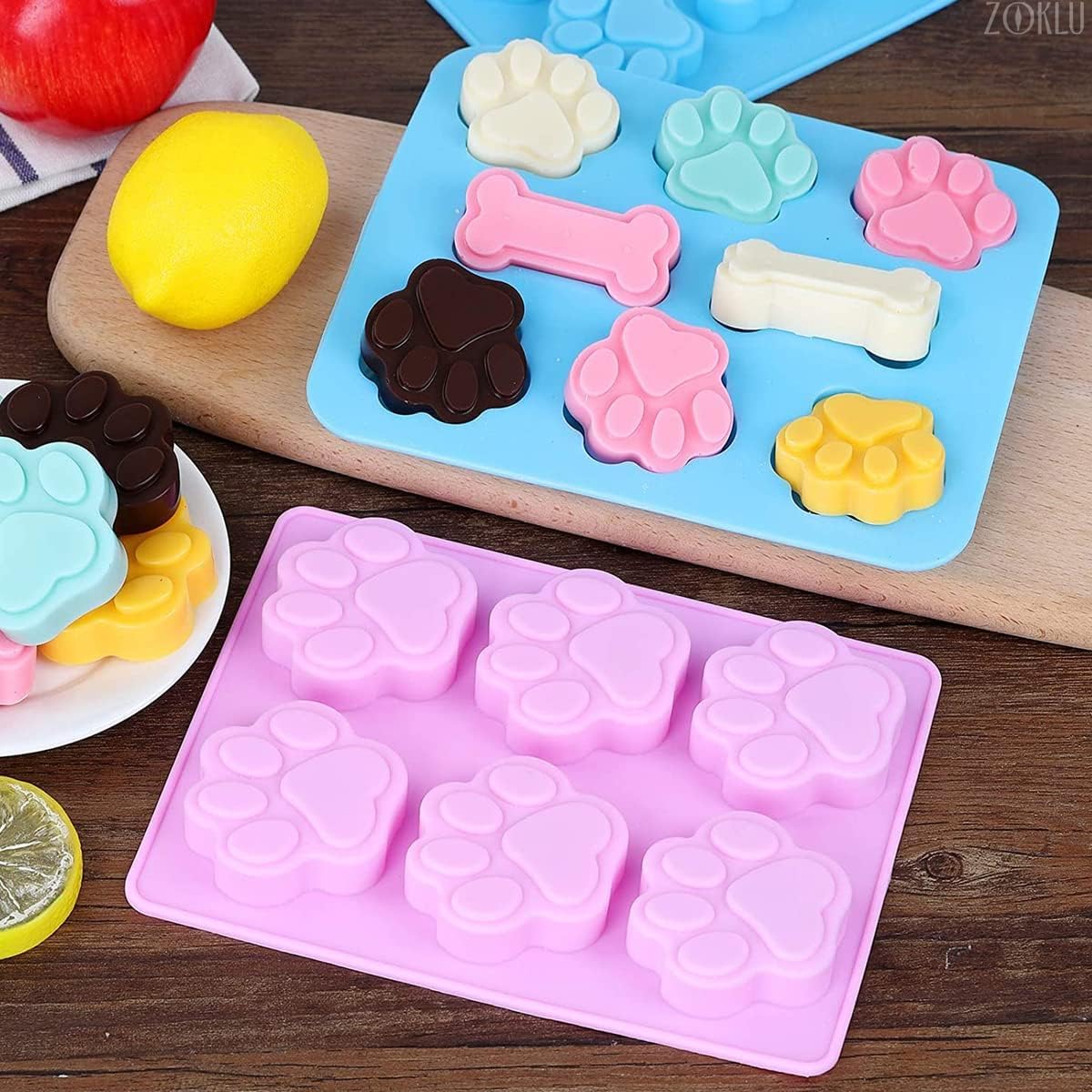 Skytail 8-Cavity Silicone Mold - 2-in-1 Puppy Paw & Bone Shape for Ice Cubes, Candy, Chocolate | Reusable Baking Tray for Homemade Dog Treats, Cat Snacks, Pudding, Jelly & Biscuits | Perfect for Pet Parties, DIY Desserts & Holiday Baking