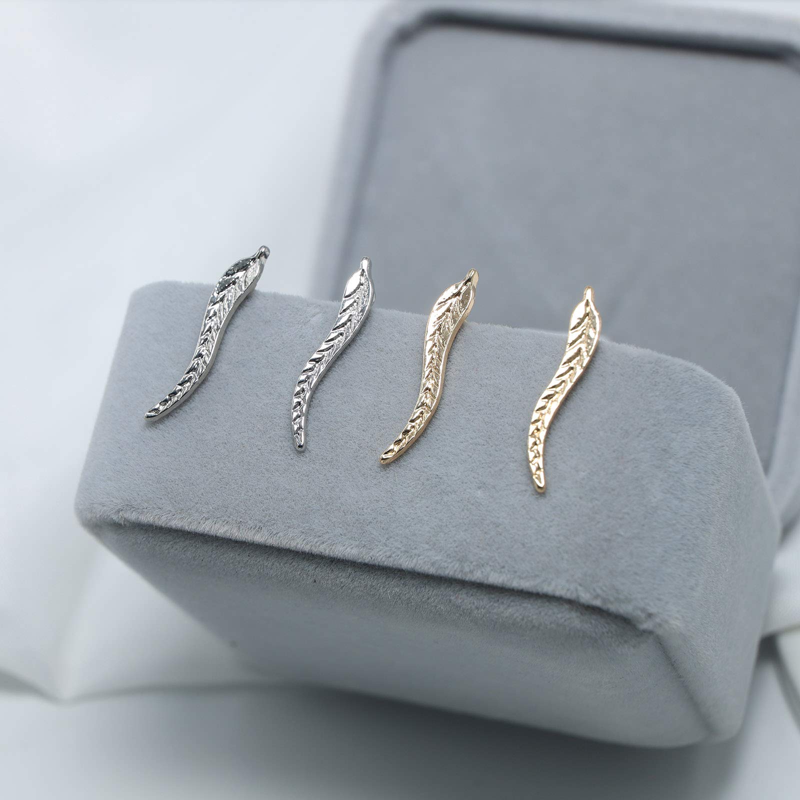 TseenYi Leaf Ear Climber Earrings - Tiny Silver Studs, Charm Crawler Ear Cuffs for Women & Girls | Elegant Everyday Wear & Party Jewelry