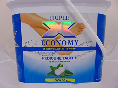 Triple X Economy Pedicure Tablets - 10,000 Count Mint Scented Foot Soak for Spa, Salon & Home Pedicure Care