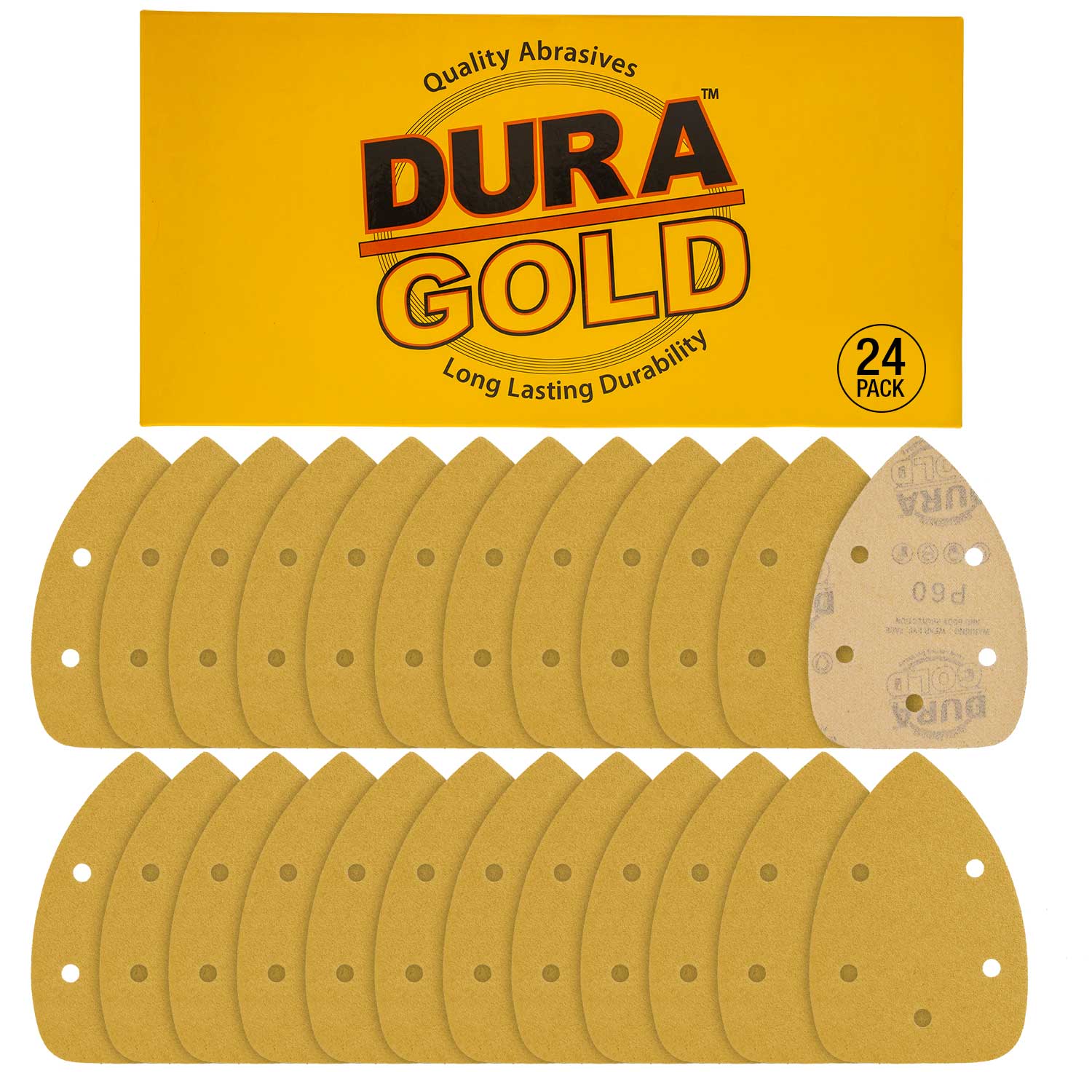 60 Grit 5 Hole Pattern Hook & Loop Sanding Sheets for Mouse Sanders - Box of 24 | Ideal for Woodworking, Metal Polishing & DIY Projects