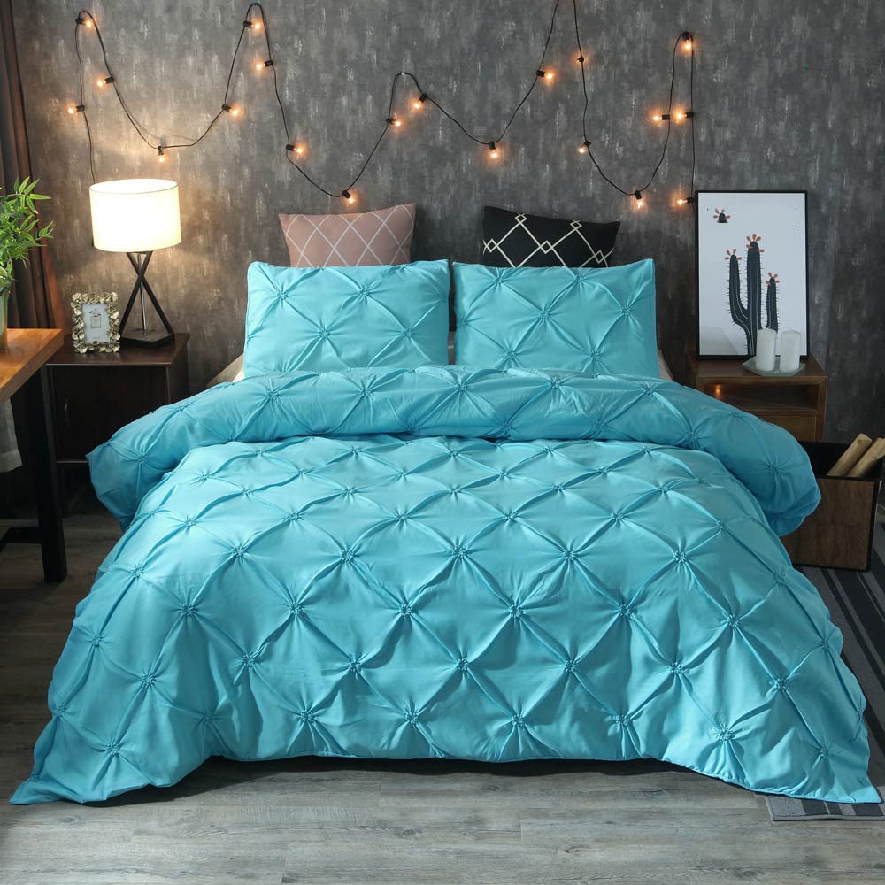 Luxury Queen King Size Comforter Bedding Set - Soft Duvet Cover & Pillowcases, 228x228cm, Blue - Perfect for Master Bedroom, Guest Room & Hotel Decor