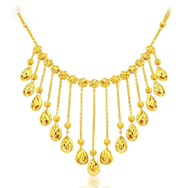 24K Pure Gold Necklace Real AU 999 Solid Gold Chain - Classic & Trendy Fine Jewelry for Women - Perfect for Parties, Weddings & Special Occasions - Hot New 2023 Collection
