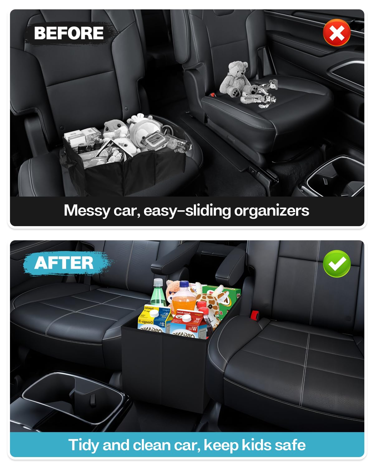 Premium Car Seat Organizer for Kia Telluride 2020-2025 - Backseat Storage Bin with Console Organizer - Perfect for Kids Toys, Baby Supplies & Pet Accessories - Ideal for Road Trips, Family Travel & Daily Commute