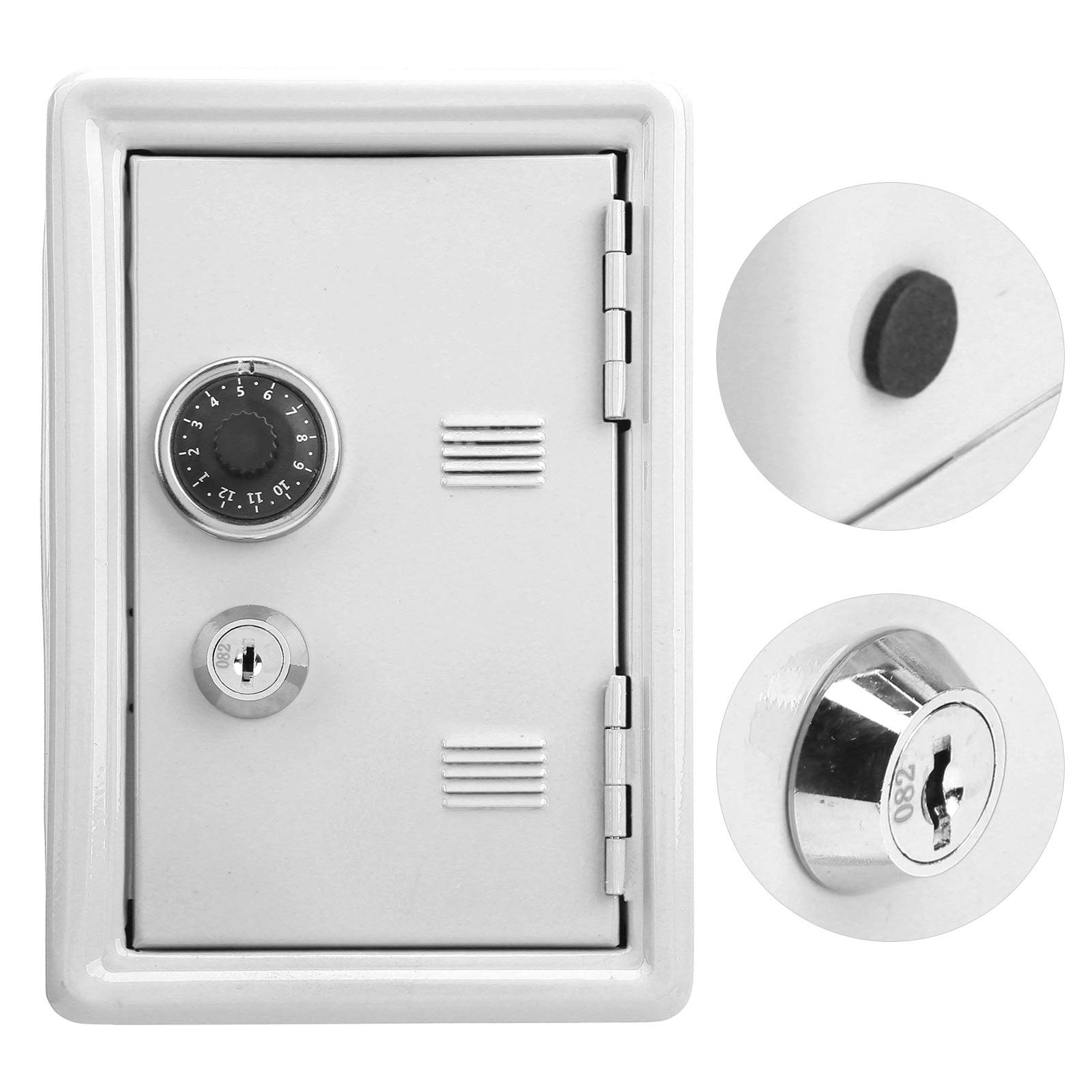 Kids Safe Box - Mini Key Storage & Piggy Bank with Built-In Pullable Change Compartment - Durable Iron Lock Box with Top Slot Design - Perfect Gift for Children (White) - Ideal for Saving Money, Storing Keys & Small Treasures