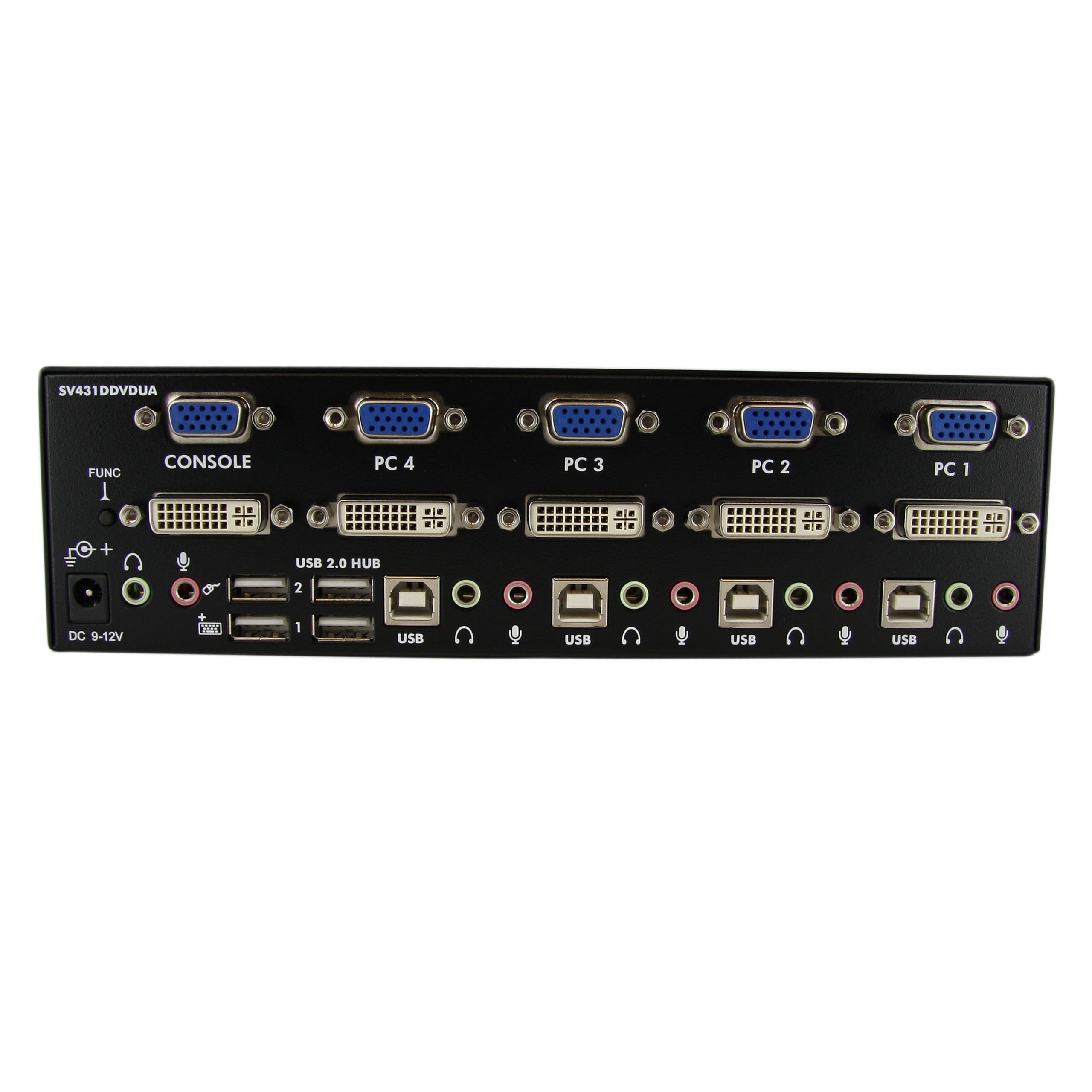StarTech.com 4-Port DVI VGA KVM Switch with USB 2.0 Hub & Audio Support | Dual Monitor Control | TAA Compliant (SV431DDVDUA) | Ideal for Office Workstations & IT Server Management