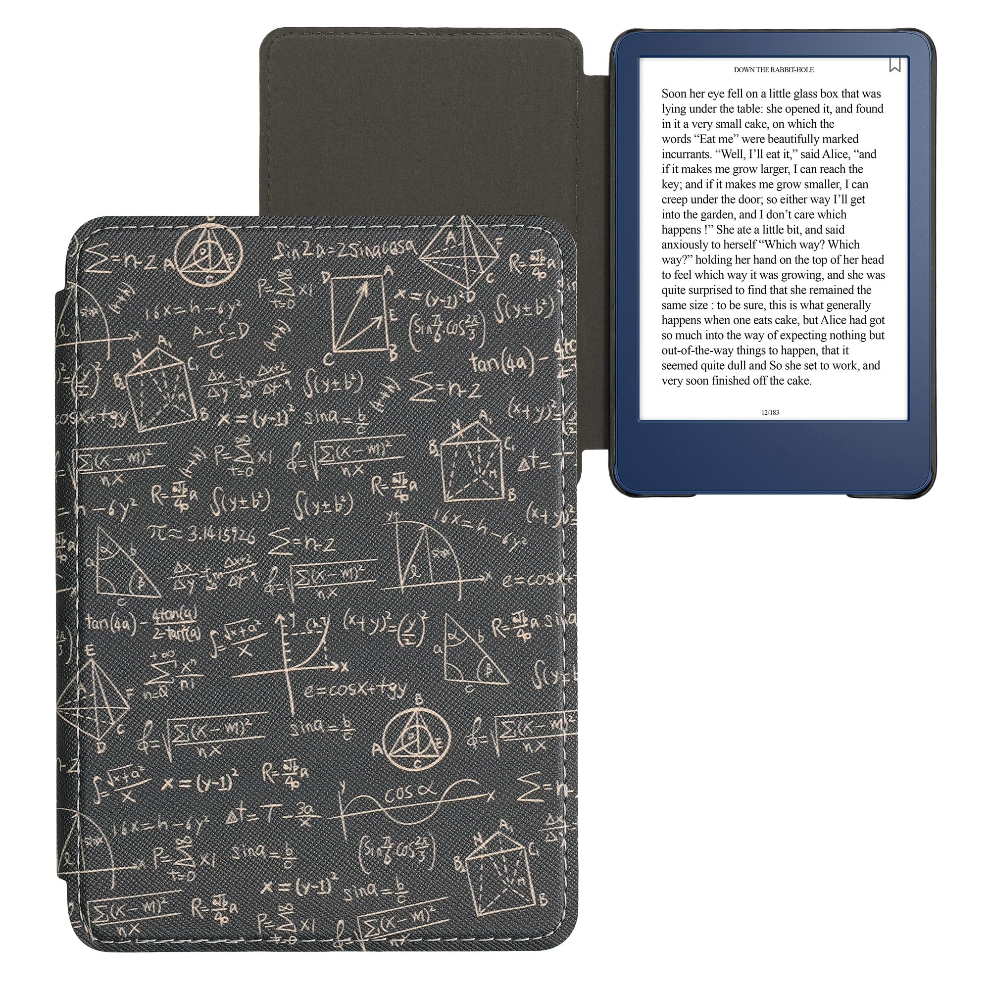 kwmobile Protective Case for Amazon Kindle (2022) - Lightweight eReader Cover in Equation Green/Yellow - Perfect for Reading, Travel & Daily Use