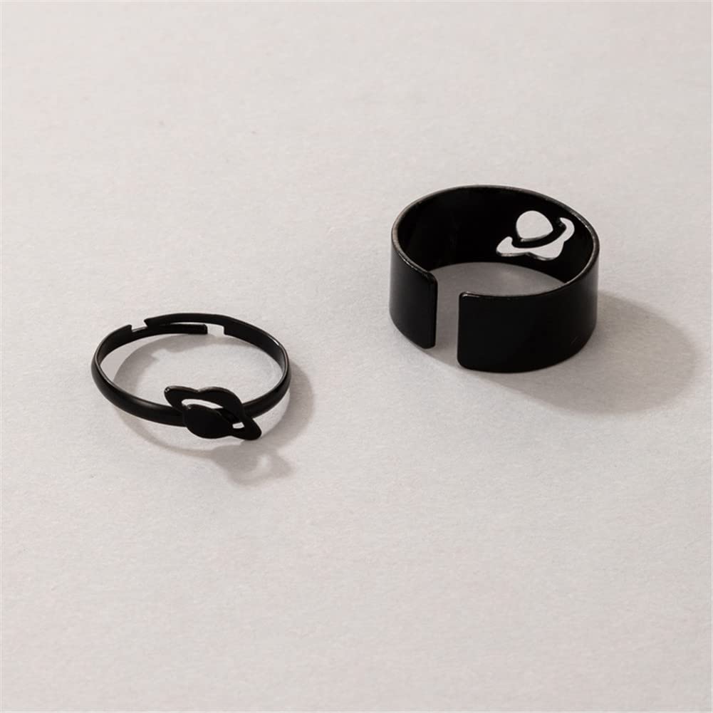 Best Friends BFF Rings for Couples - Matching Love Heart Moon Star Planet Promise Rings for Women & Men | TikTok Y2K Trendy Jewelry Gift for Anniversaries, Valentine's Day & Romantic Occasions