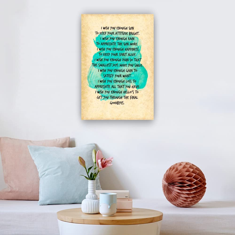 Inspirational Quote Posters - 'I Wish You Enough' Framed Wall Art (8x12 inch / 20x30cm) - Aesthetic Vertical Painting Decor for Living Room, Home Office, Kitchen & Bathroom - Perfect Motivational Gift for Housewarming & Workspace Decor