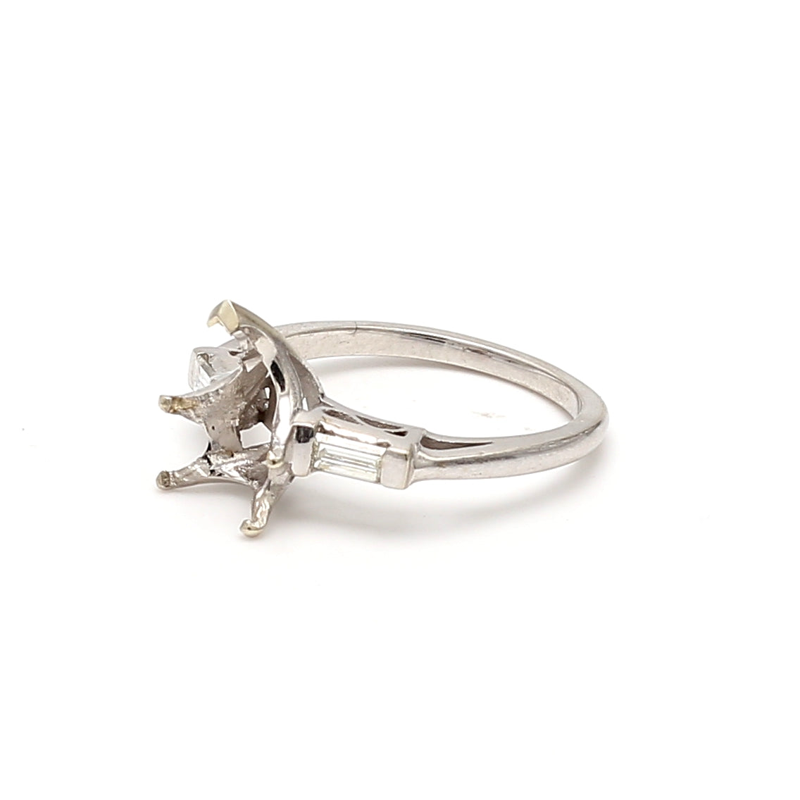 0.20 Carat Baguette Shape F VS1 Diamond Platinum Semi Mount Ring - Elegant Wedding Band for Engagement & Anniversary Gifts