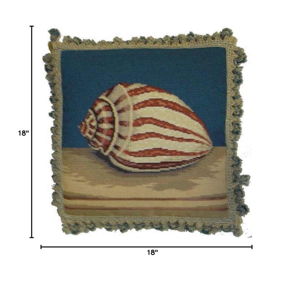 Tiger Shell Needlepoint Pillow 18x18 Inches - Elegant Home Decor for Sofa, Bed & Living Room