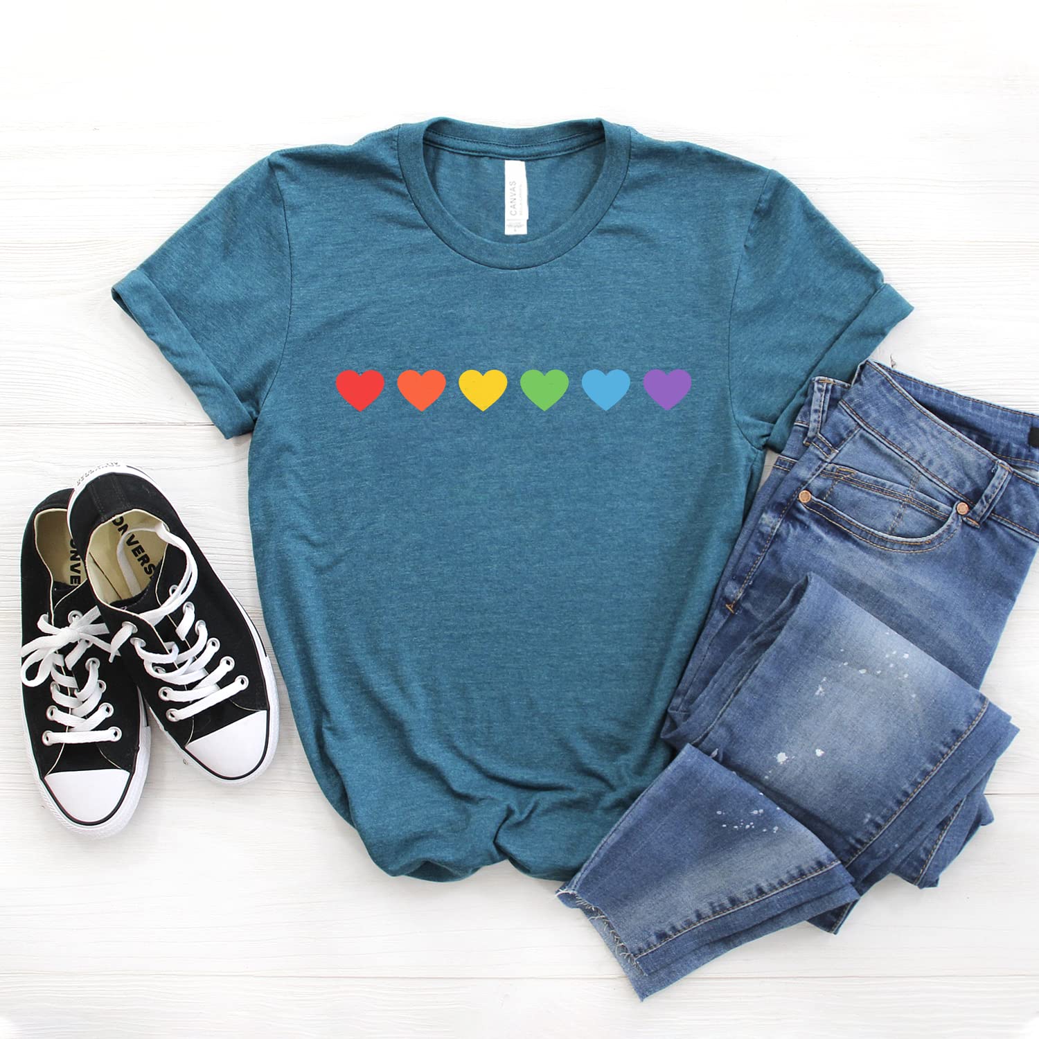 Love Wins Pride T-Shirt - Rainbow Heart Gay & Lesbian Equality Shirt - Soft Unisex Tee for LGBTQ+ Events, Parades and Daily Wear