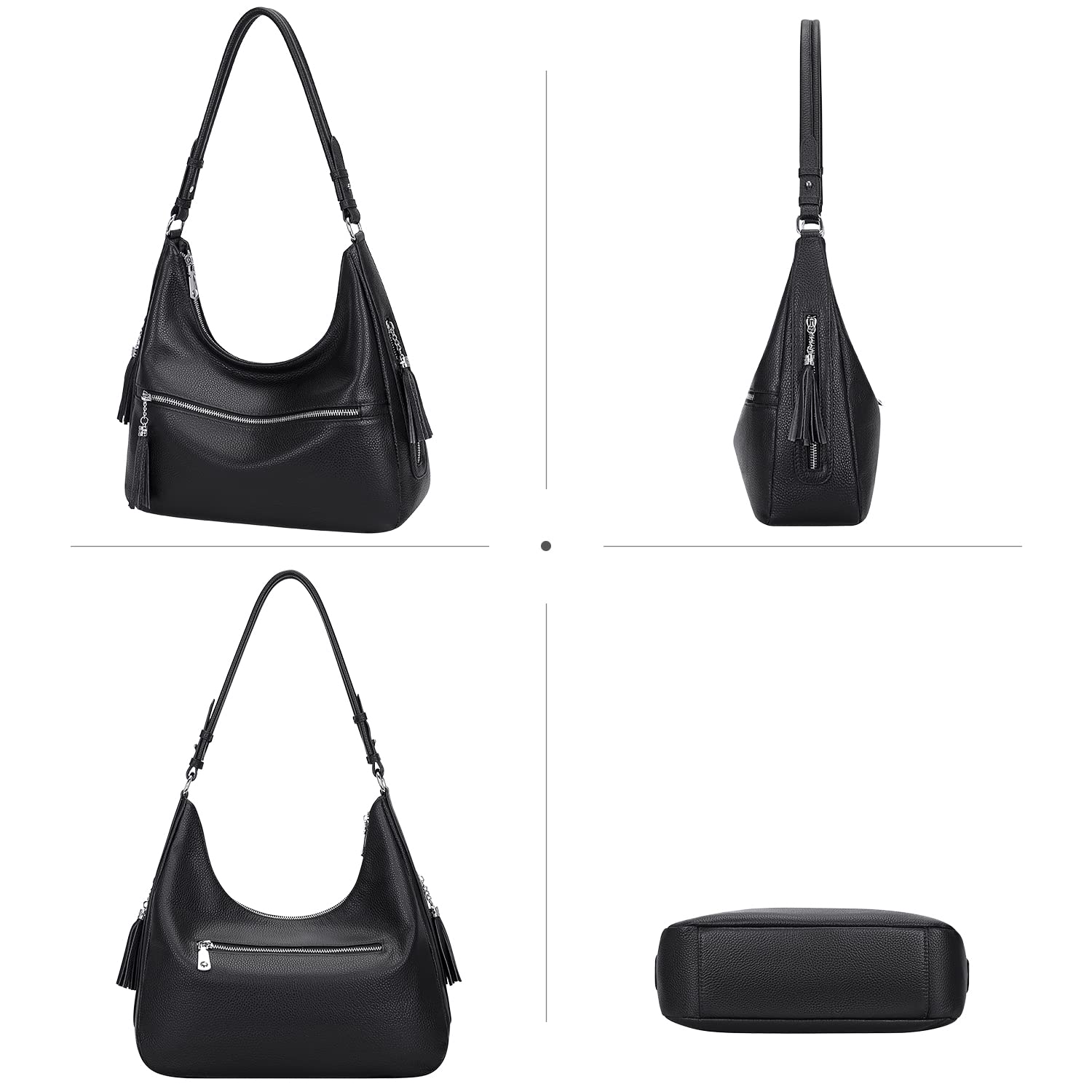 Genuine Leather Hobo Bags for Women - Soft Medium Shoulder Purse & Handbag - Stylish Casual Everyday Use for Work, Shopping & Travel