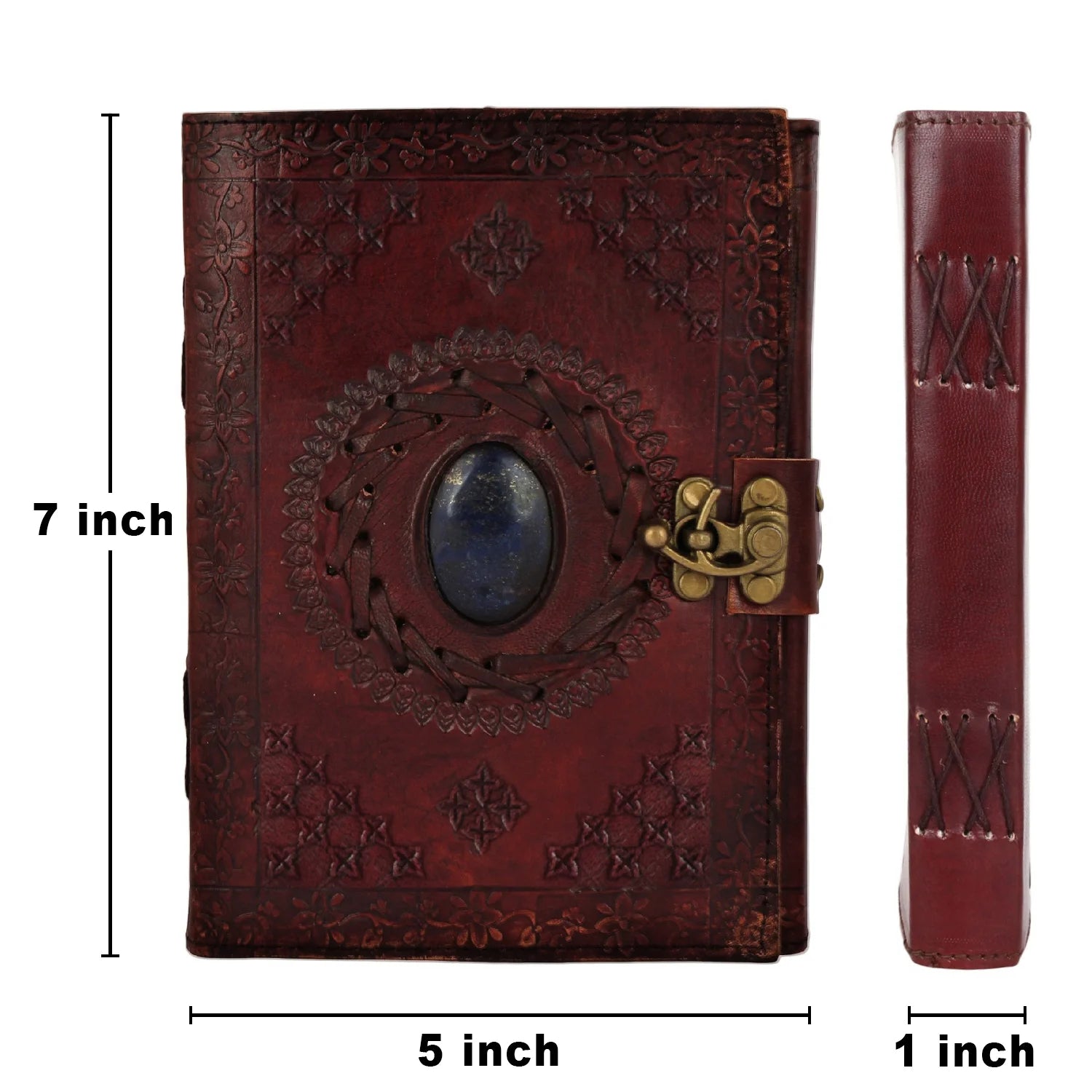 Premium Leather Journal Notebook with Lined Pages & Semi-Precious Stone - Perfect for Writing, Sketching & Gift Giving
