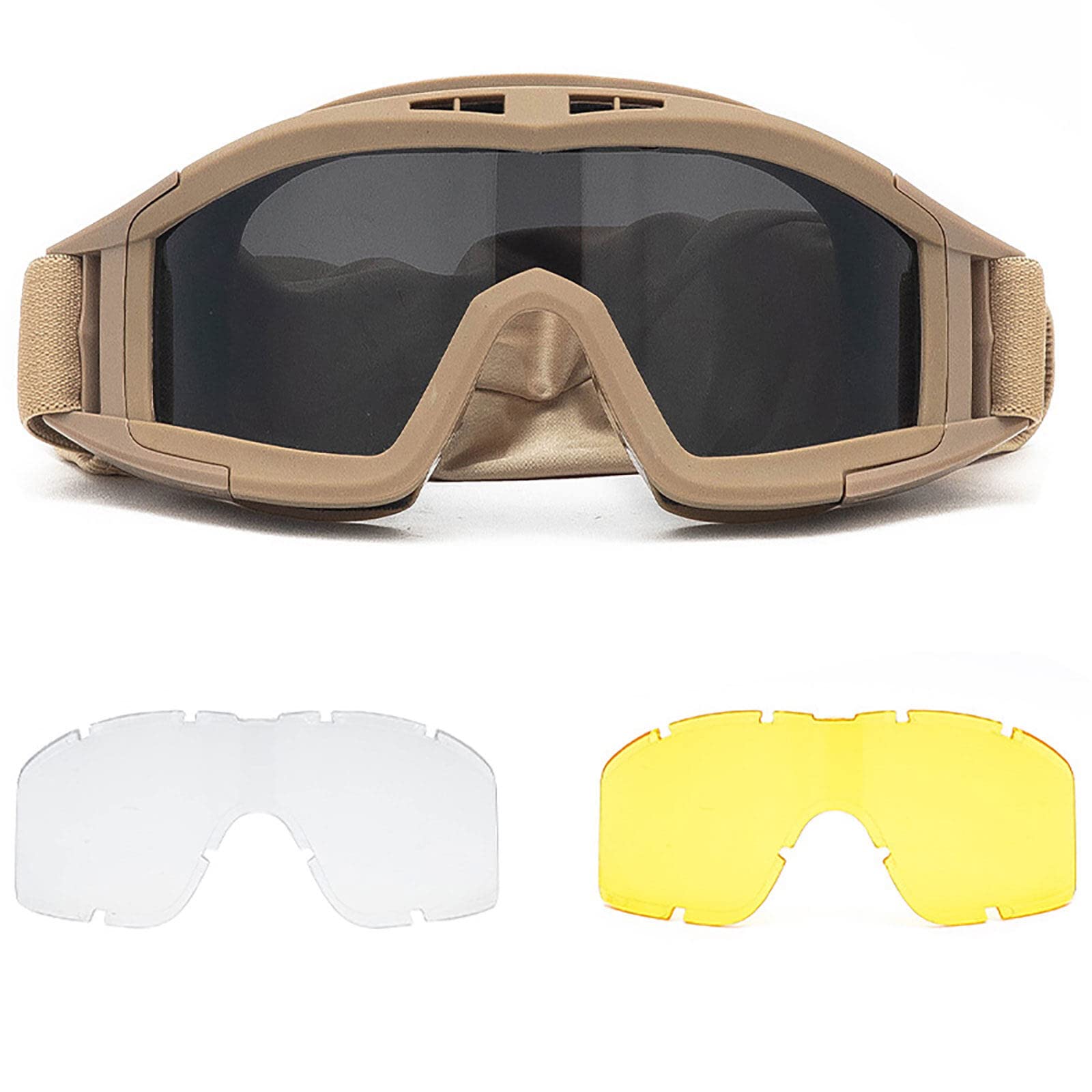 SOONHUA Tactical Airsoft Goggles - ANSI Rated Safety Glasses for Airsoft, Hunting, Cycling & Outdoor Sports - Anti-Fog, UV Protection & Impact Resistant for Maximum Eye Safety