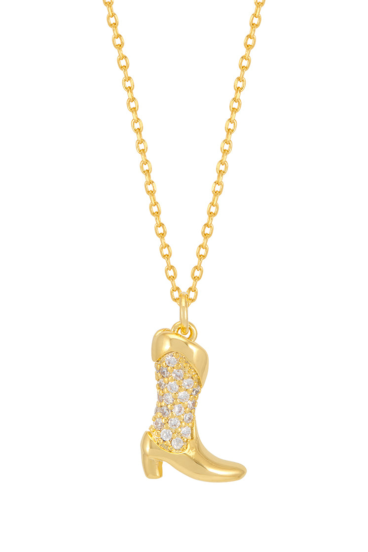 Pave Cowboy Boot Necklace - Western Style Jewelry for Women - Perfect for Country Concerts, Rodeos & Cowgirl Fashion Accessories
