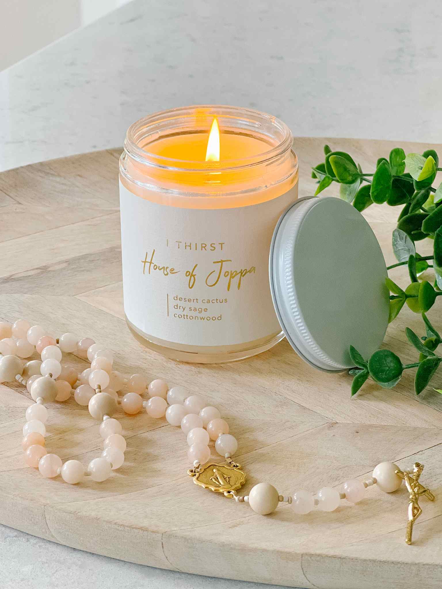 Desert Cactus & Dry Sage Scented Candle - I Thirst Aromatherapy Soy Wax Candle for Home, Yoga, Meditation & Relaxation