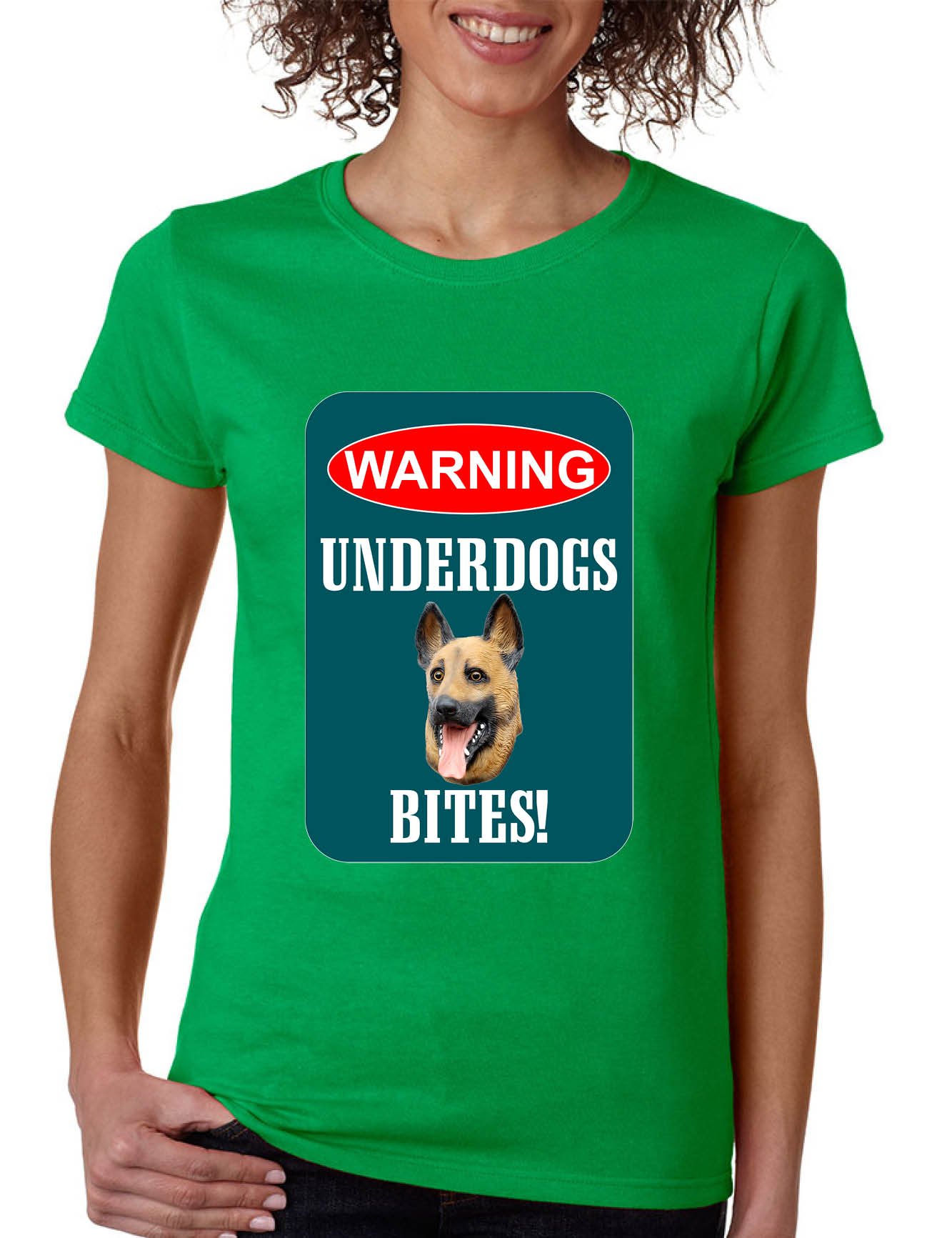 ALLNTRENDS Women's Trendy Warning Underdogs Bite Graphic T-Shirt - Casual Streetwear & Statement Tee for Everyday Wear
