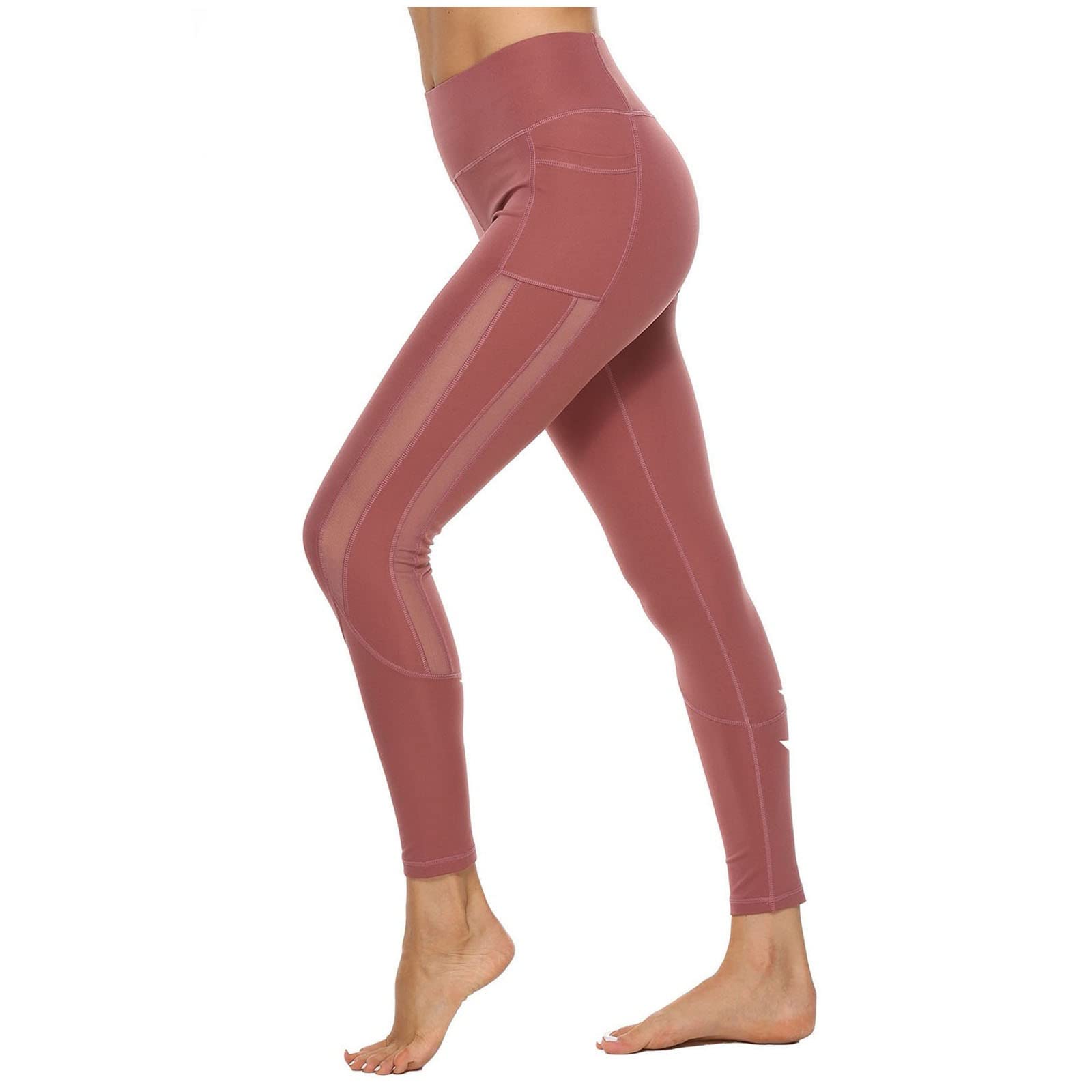 Women's Skinny Sweatpants with Stitched Pockets - High Waist Yoga Pants & Fitness Tights with Mesh Panels for Workouts, Lounge & Casual Wear
