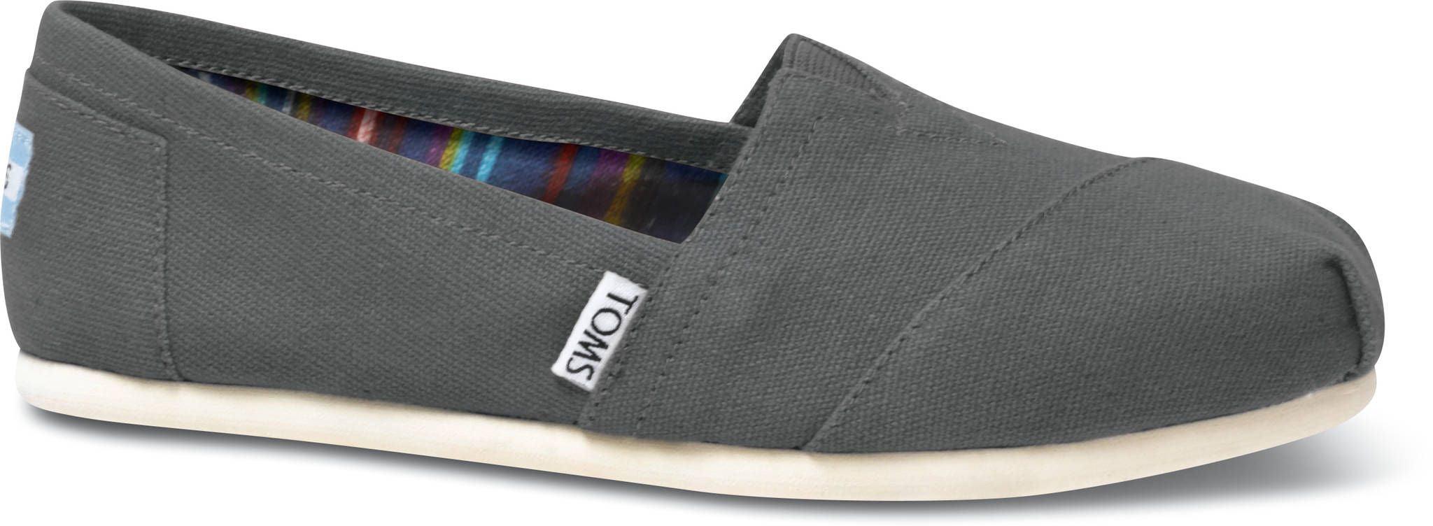 TOMS Ash Grey Canvas Classic Slip-On Shoes for Men & Women – Comfortable & Lightweight for Casual Wear, Travel, and Everyday Use