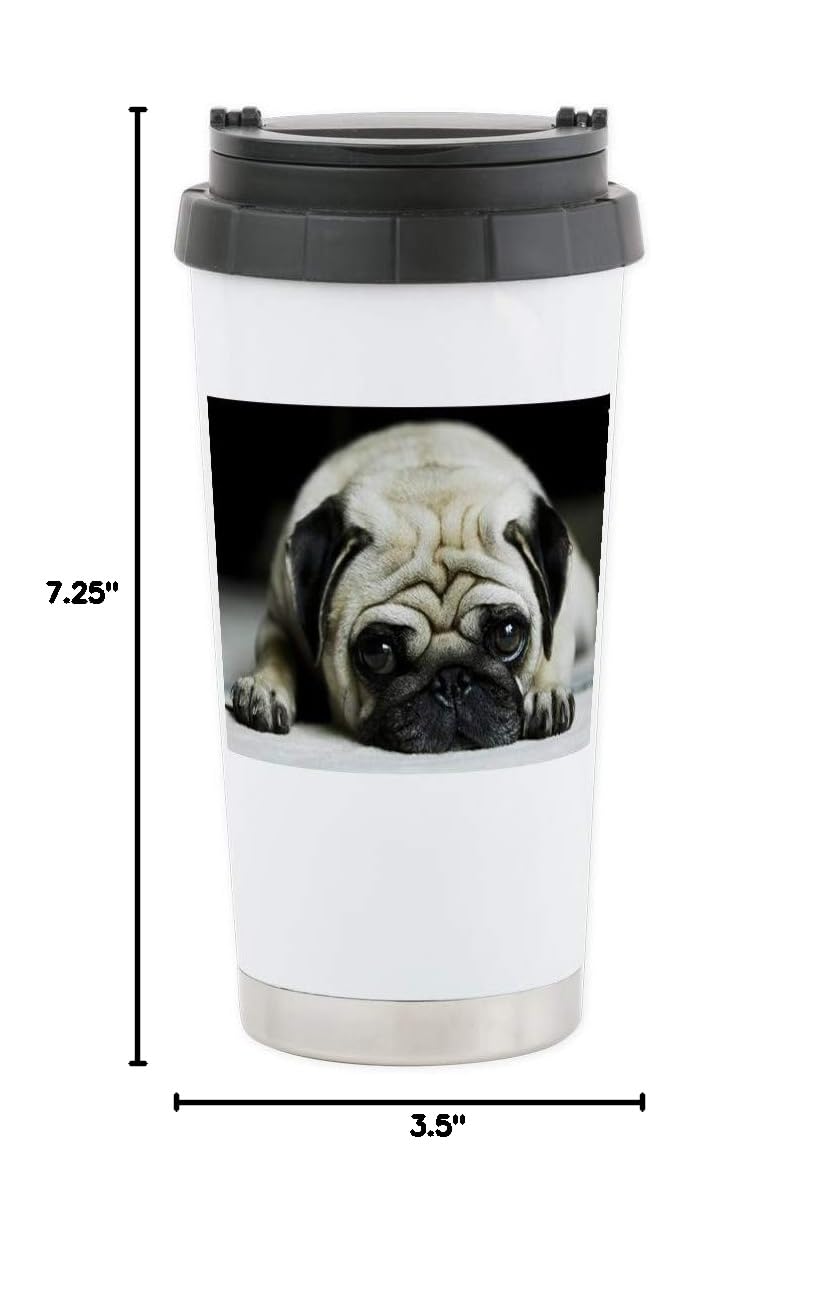 Pug Stainless Steel Travel Mug 20 oz - Insulated Coffee Tumbler for Hot & Cold Drinks - Perfect for Office, Commuting & Outdoor Adventures