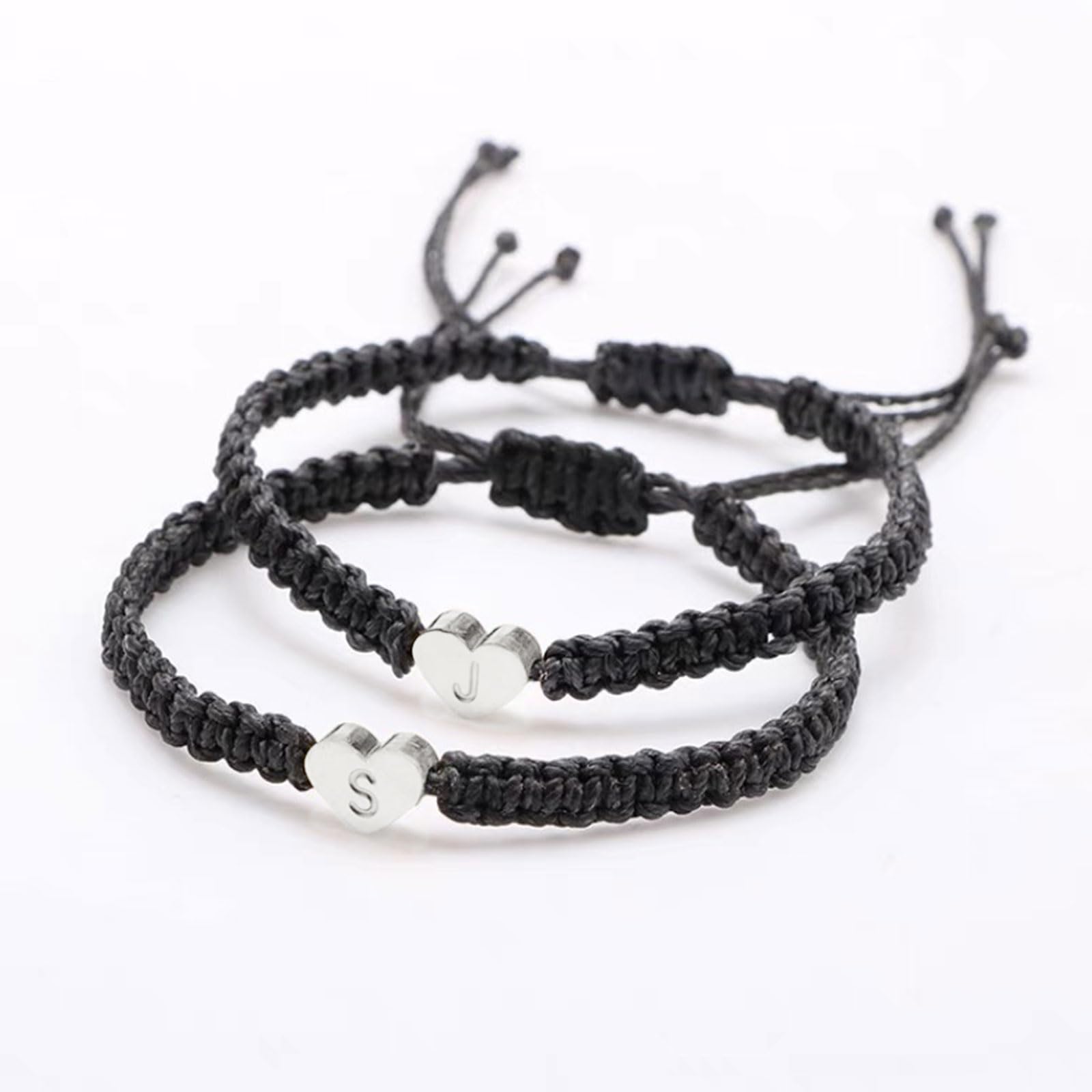 Handmade Braided Initial Bracelet for Men & Women - Personalized Heart Letter Charm Bracelet for Couples, Boyfriend & Girlfriend - Romantic Birthday & Anniversary Gift for Him & Her - Perfect for Date Nights, Valentine's Day & Special Occasions