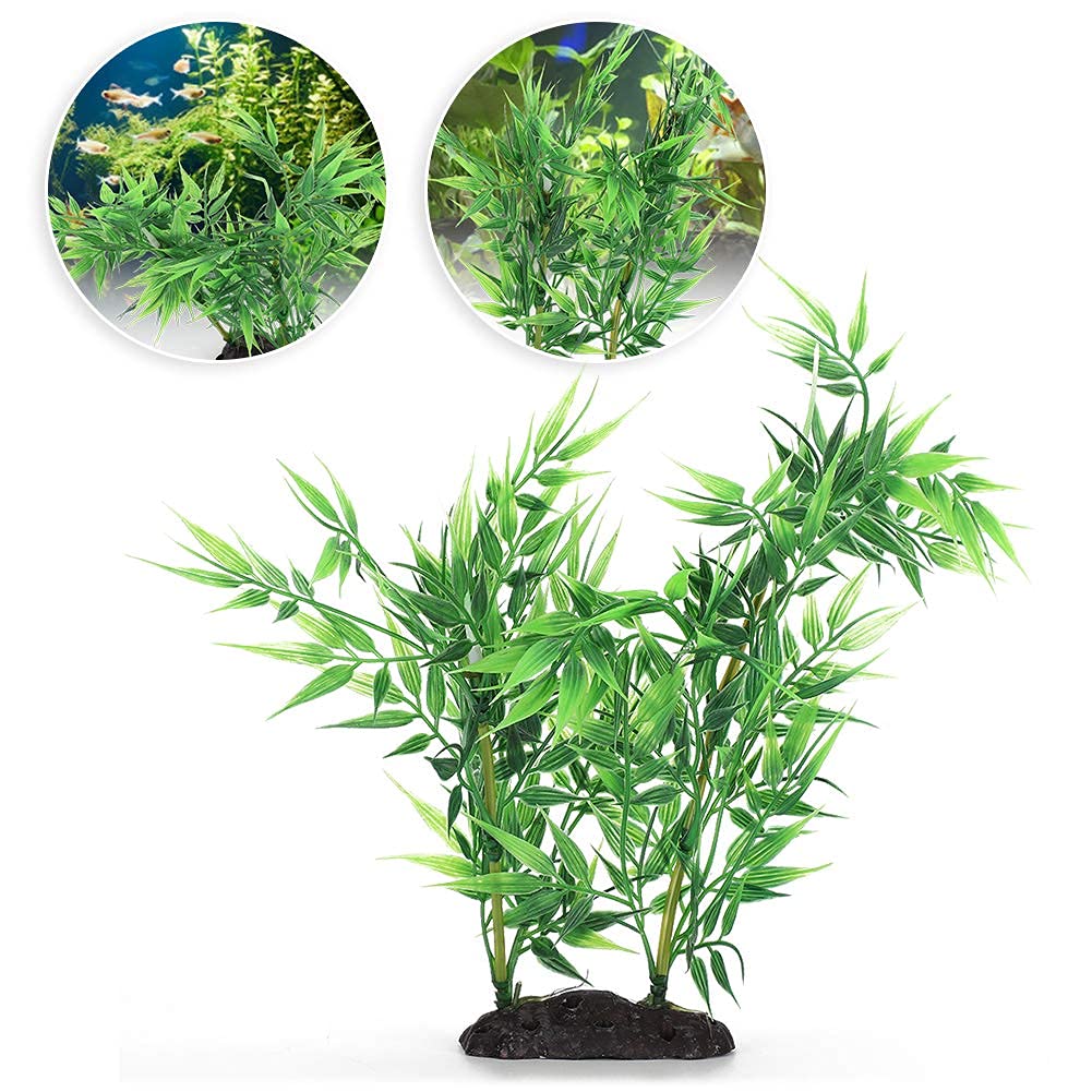 Jeanoko Artificial Aquatic Plants - Small Bamboo Leaves Green Plastic Water Plants for Freshwater & Marine Aquariums - Perfect Fish Tank Decor, Reptile & Amphibian Hiding Spots - Ideal for Aquascaping, Betta Fish Tanks & Terrariums