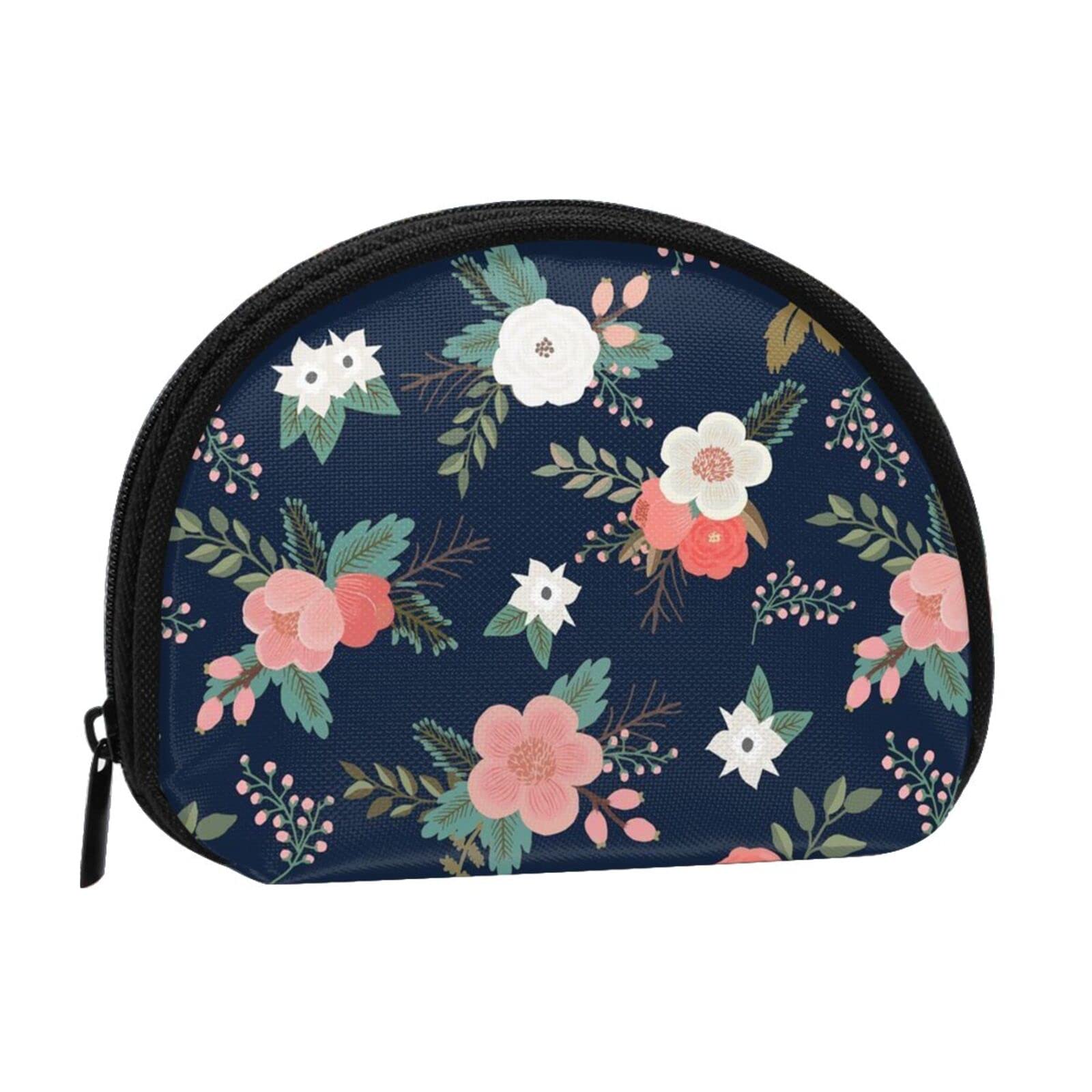 Women's Soft Leather Wallet Clutch - Slim Card Holder with Keychain & Coin Pocket | Multi-Purpose Small Purse for Cash, Cards, Keys | Perfect for Everyday Use, Travel & Gift Giving (Floral Navy Blue)